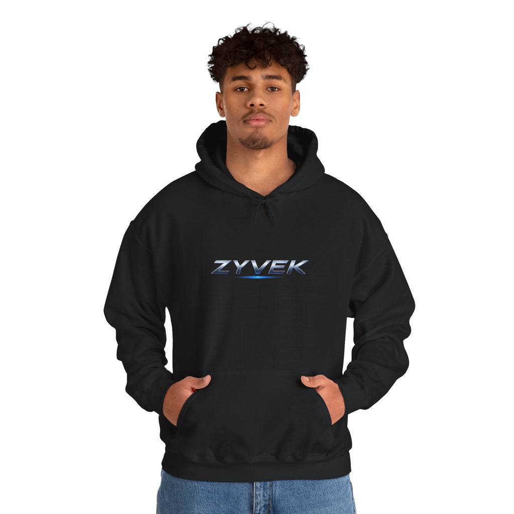 Zyvek Metallic Logo Hoodie — Minimal Tech Streetwear Pullover
