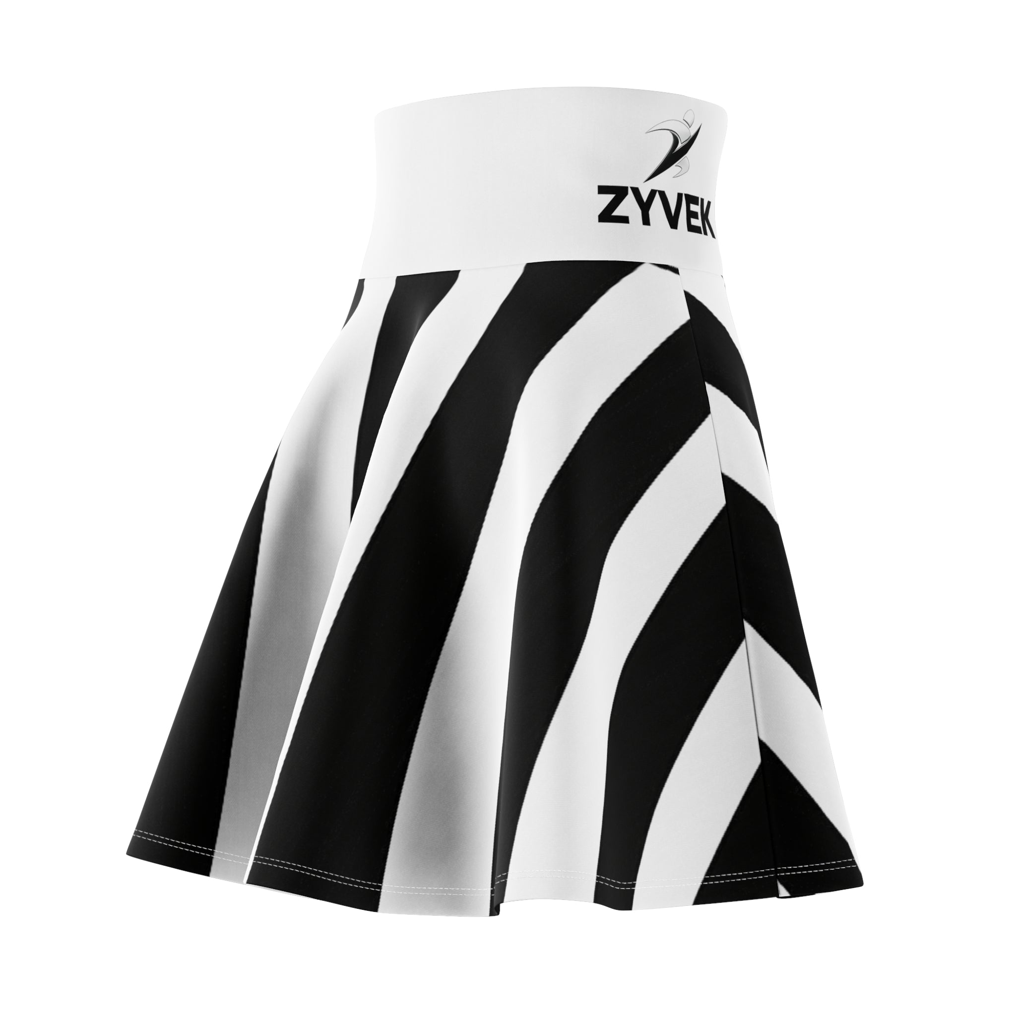 ZYVEK Monochrome Wave Skater Skirt
