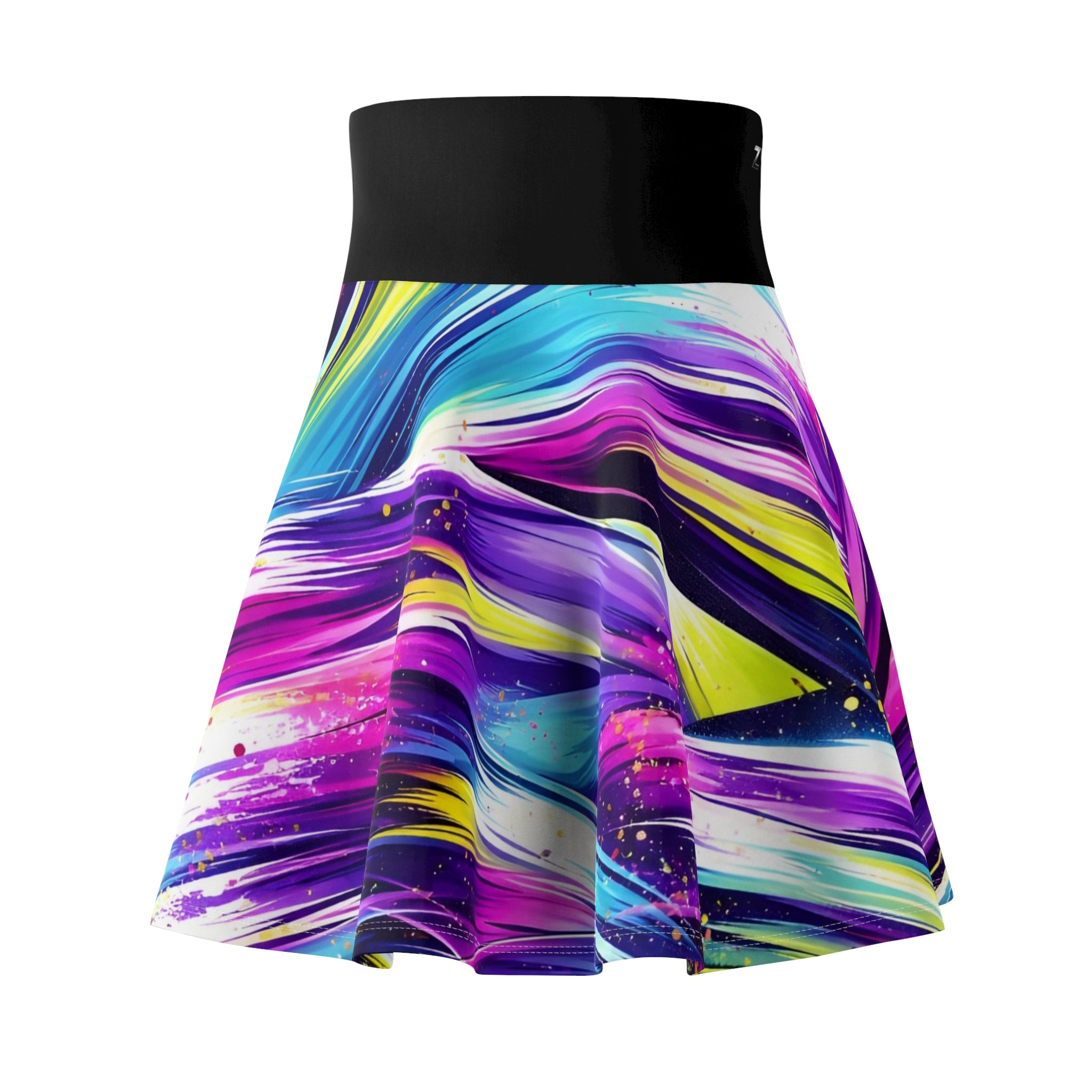 ZYVEK Neon Drift Skater Skirt – Black Waist Edition