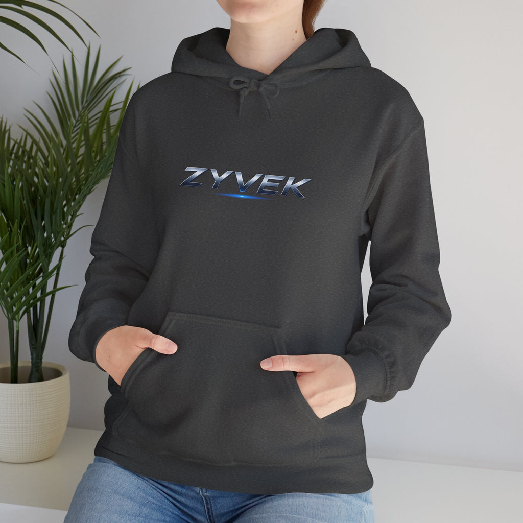 Zyvek Metallic Logo Hoodie — Minimal Tech Streetwear Pullover
