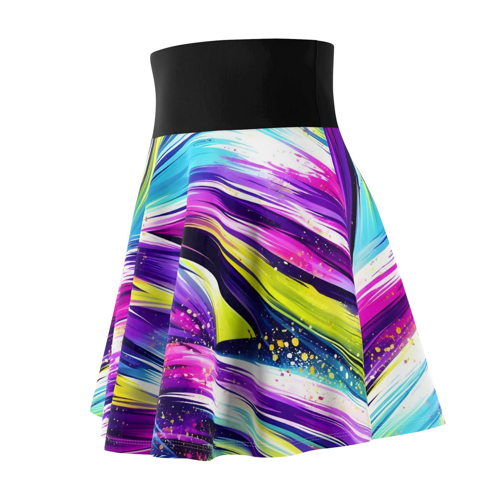 ZYVEK Neon Drift Skater Skirt – Black Waist Edition
