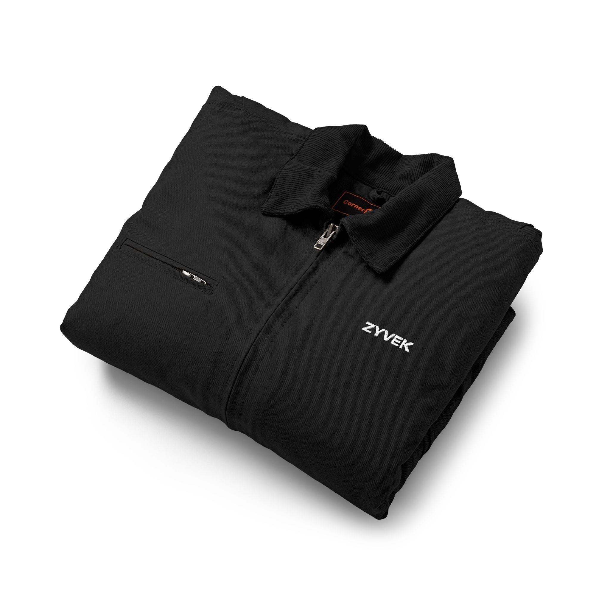 Duck Cloth Work Jacket – Durable Black Zip-Up Workwear