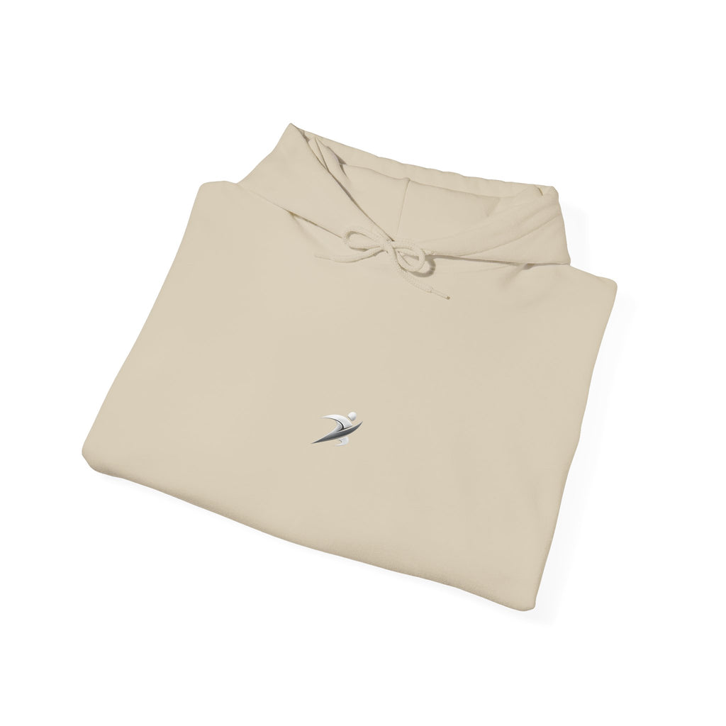 Minimal White Hoodie with Tiny Swift Bird Emblem