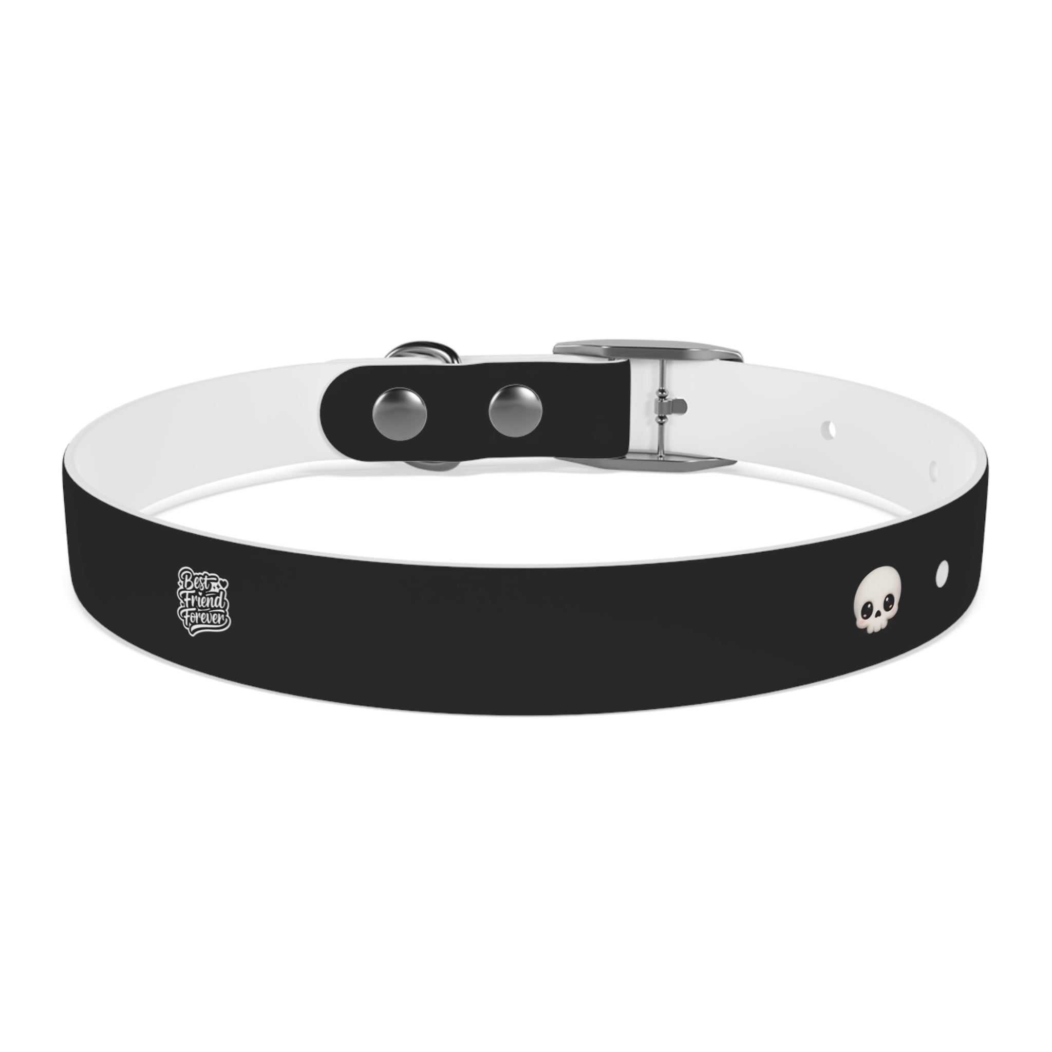 ZYVEK Gothic “Best Friend Forever” Dog Collar – Minimal Skull Edition