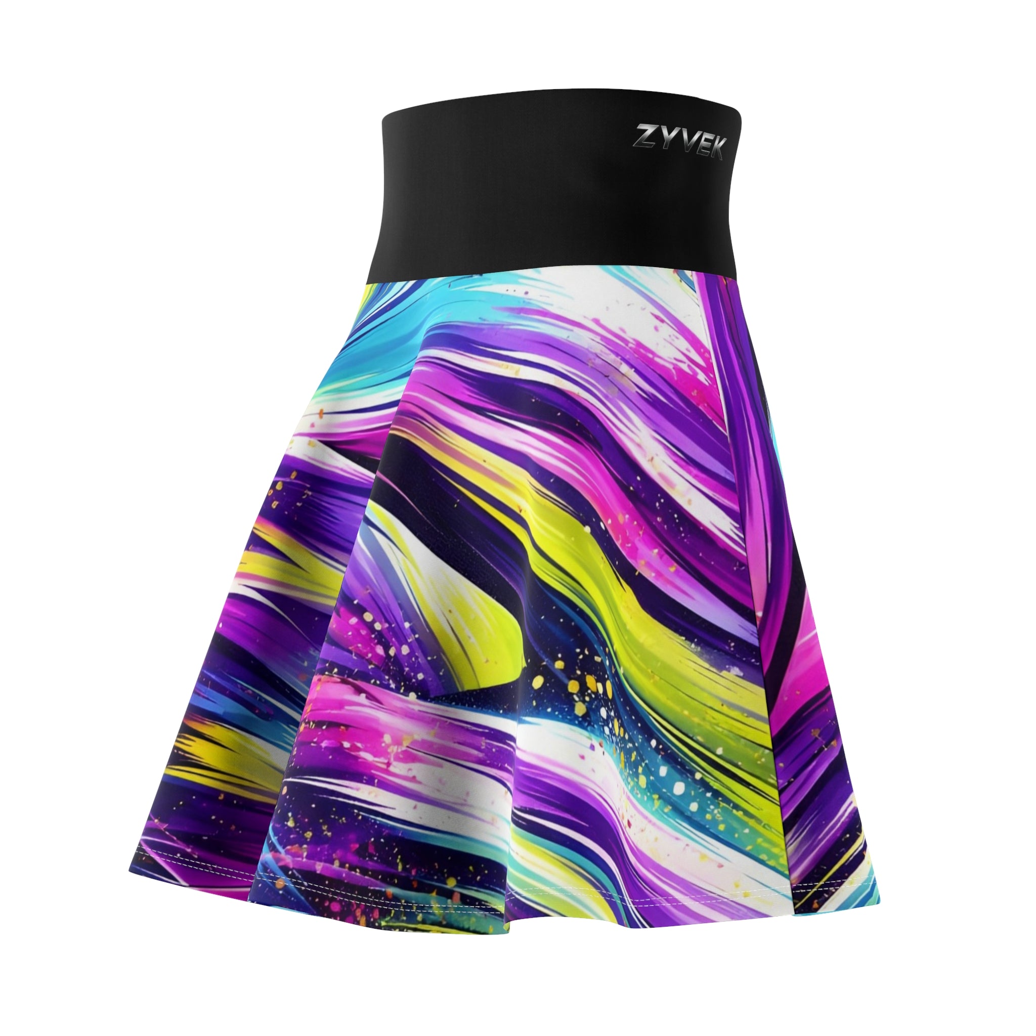 ZYVEK Neon Drift Skater Skirt – Black Waist Edition