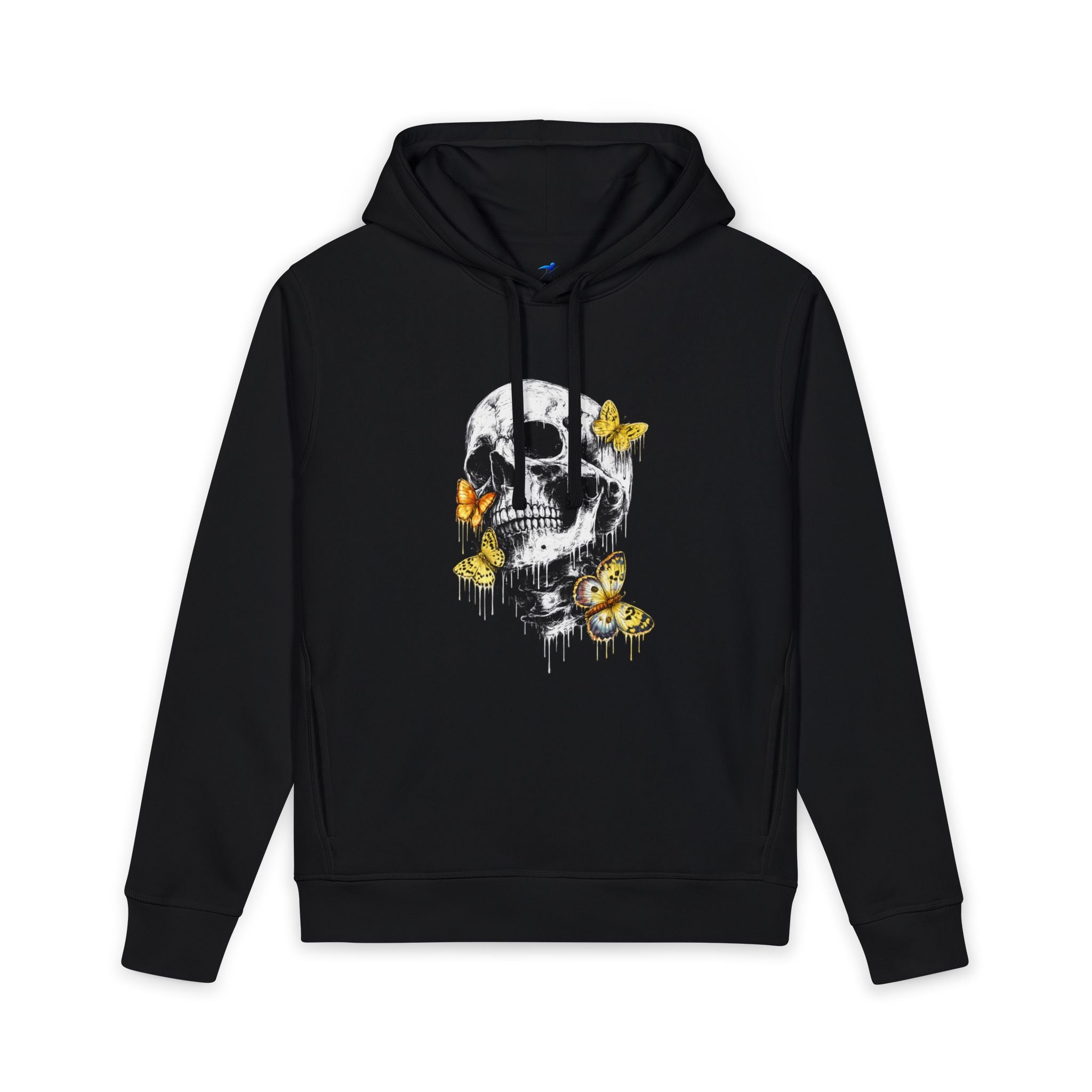 Skull & Butterflies Hoodie — Organic White Pullover Sweatshirt