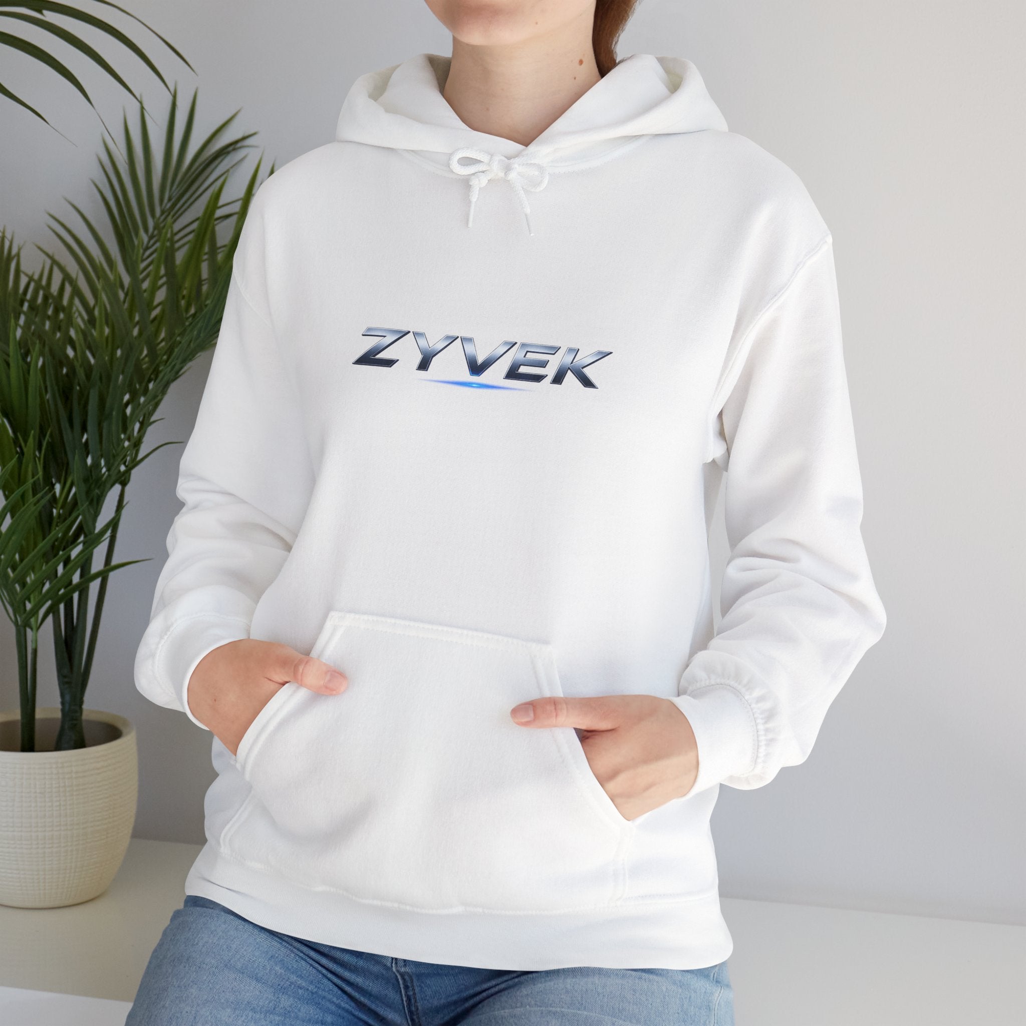 Zyvek Metallic Logo Hoodie — Minimal Tech Streetwear Pullover