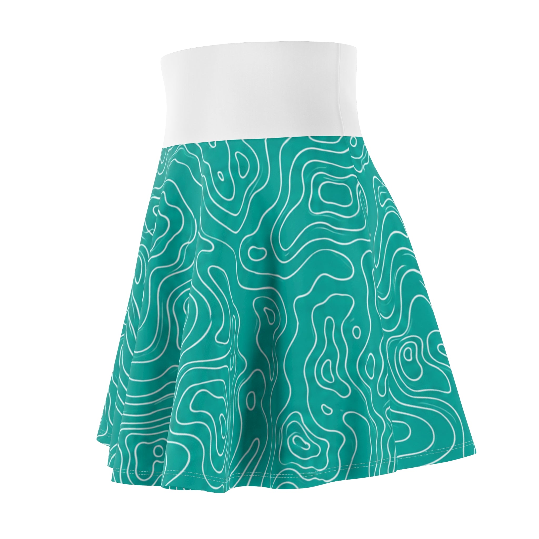 ZYVEK Topography Wave Skater Skirt – White Waist Edition
