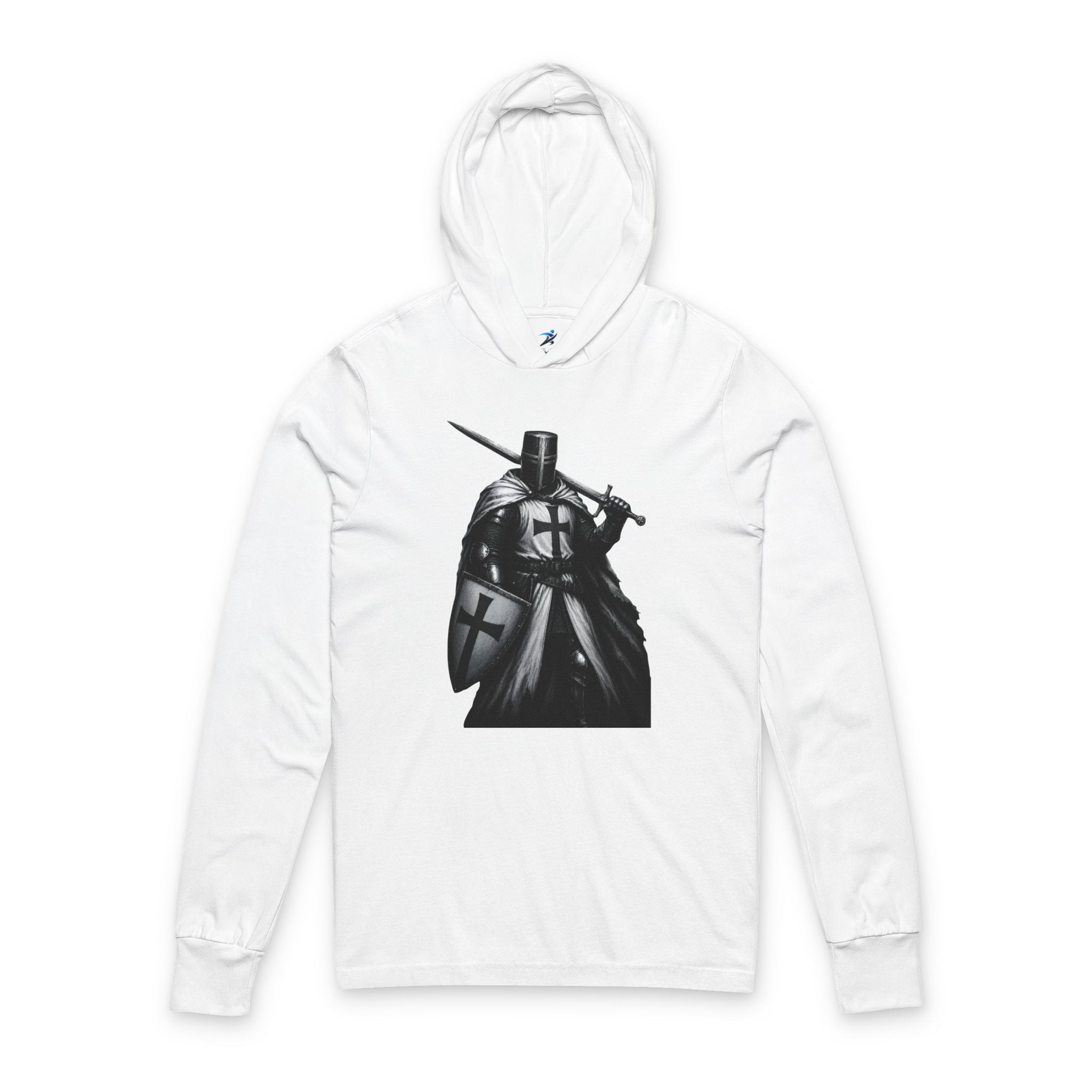 Knight Crusader Hooded Long Sleeve Tee — Medieval Warrior Graphic Shirt