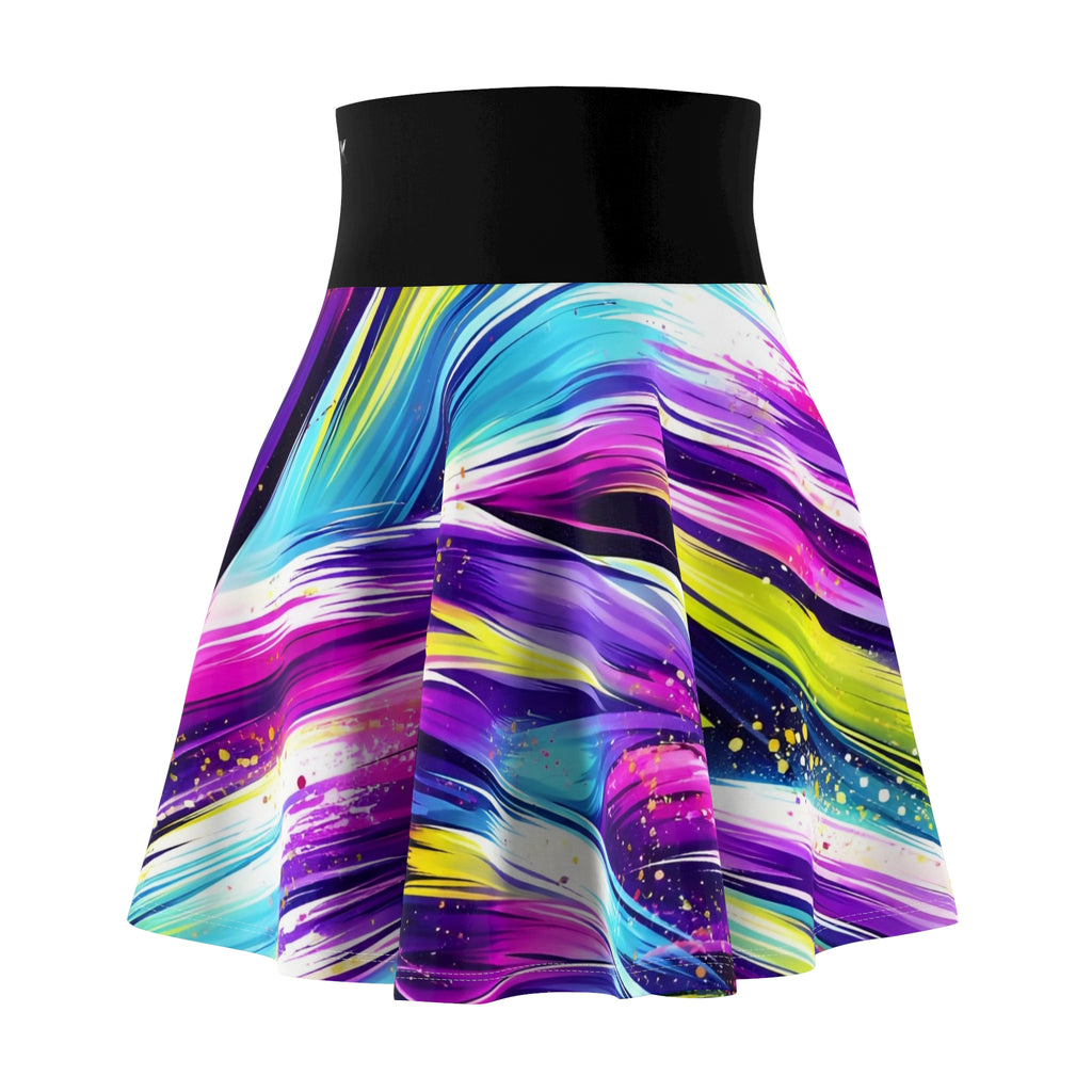 ZYVEK Neon Drift Skater Skirt – Black Waist Edition