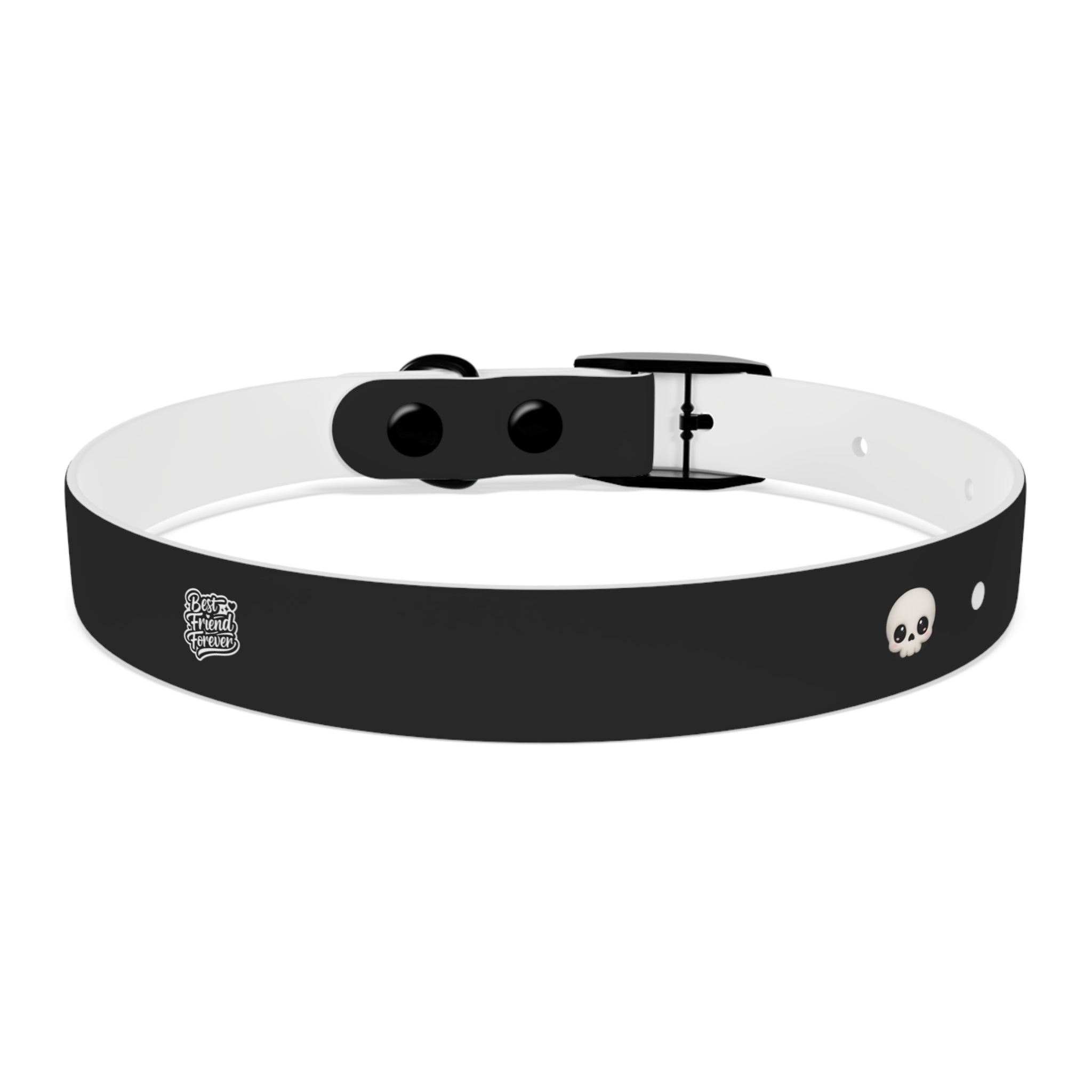 ZYVEK Gothic “Best Friend Forever” Dog Collar – Minimal Skull Edition