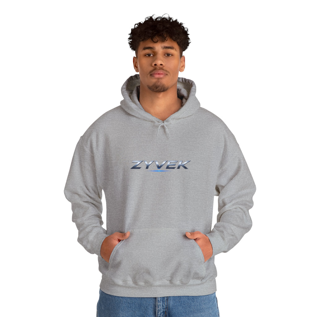Zyvek Metallic Logo Hoodie — Minimal Tech Streetwear Pullover
