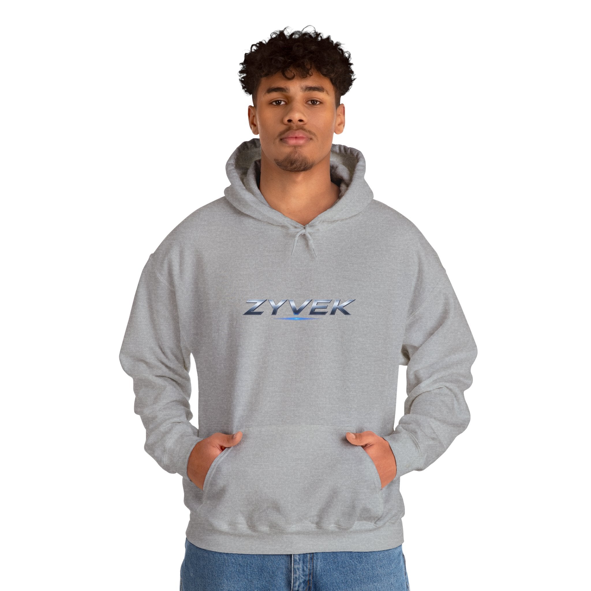 Zyvek Metallic Logo Hoodie — Minimal Tech Streetwear Pullover