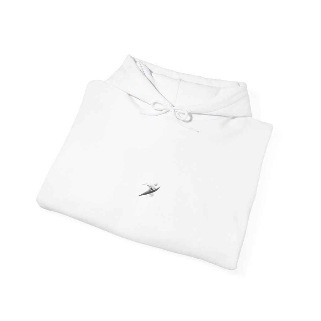 Minimal White Hoodie with Tiny Swift Bird Emblem
