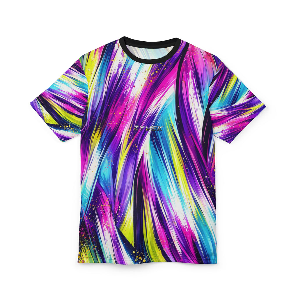 Abstract Neon Brushstroke Tee — Vibrant All-Over Print Shirt