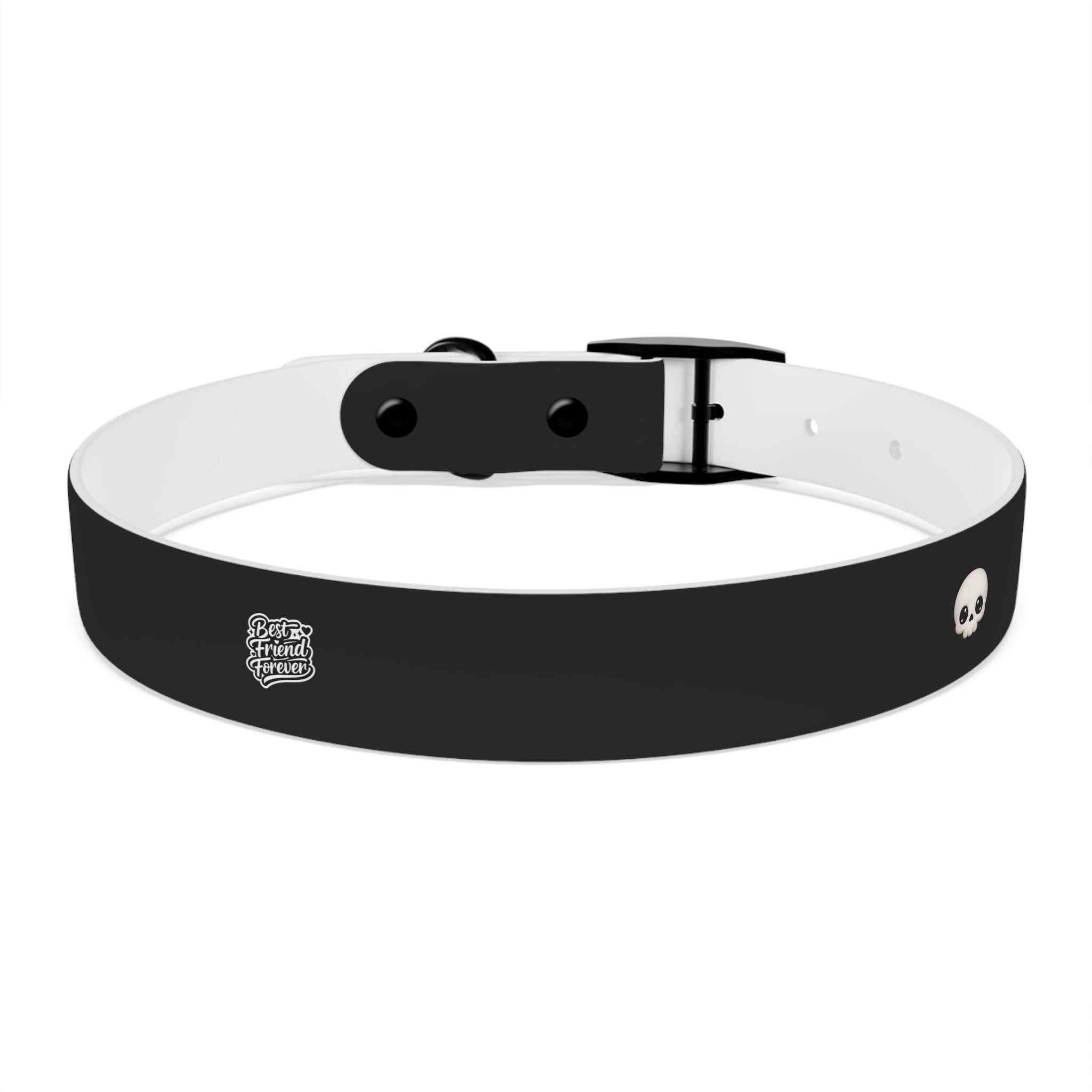 ZYVEK Gothic “Best Friend Forever” Dog Collar – Minimal Skull Edition