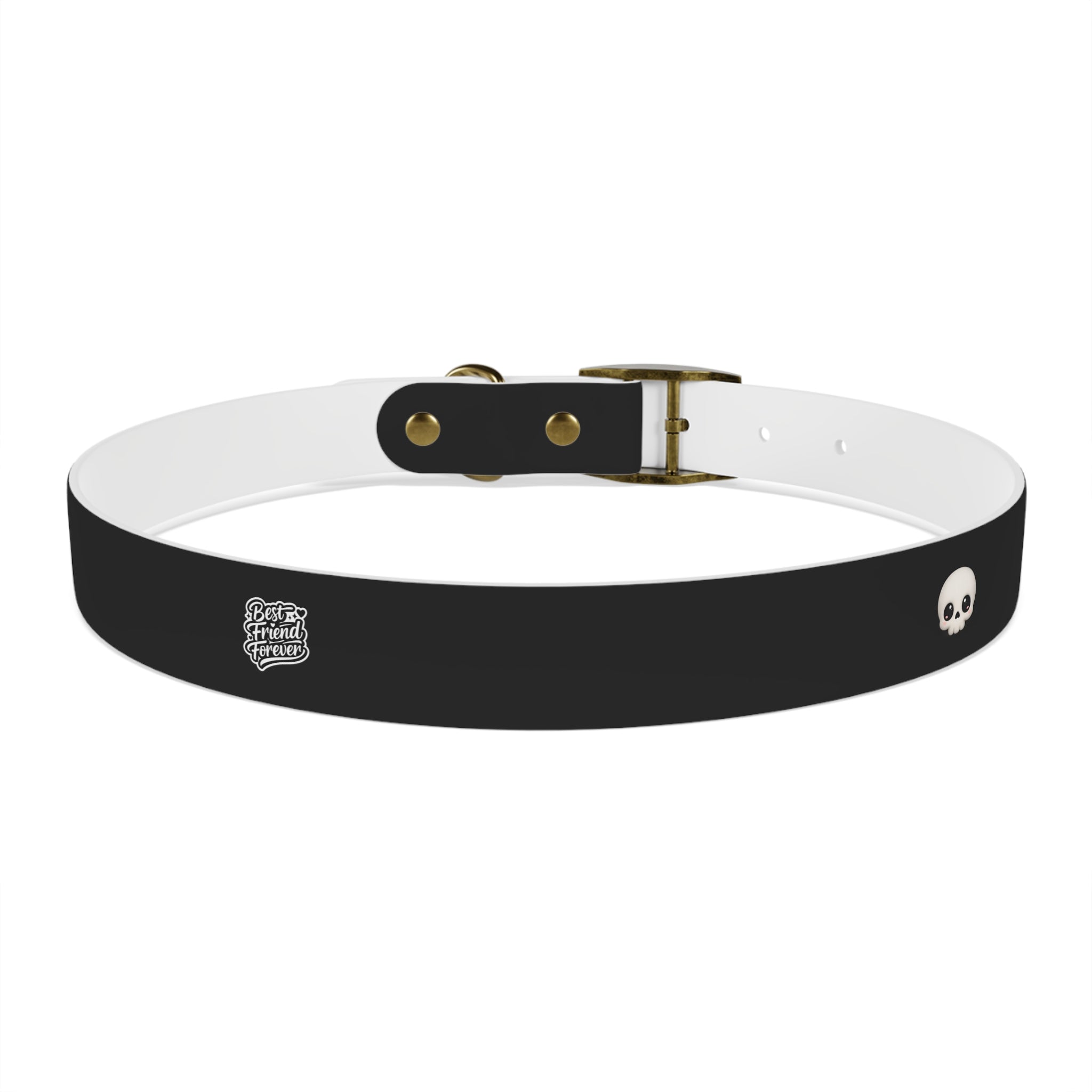 ZYVEK Gothic “Best Friend Forever” Dog Collar – Minimal Skull Edition