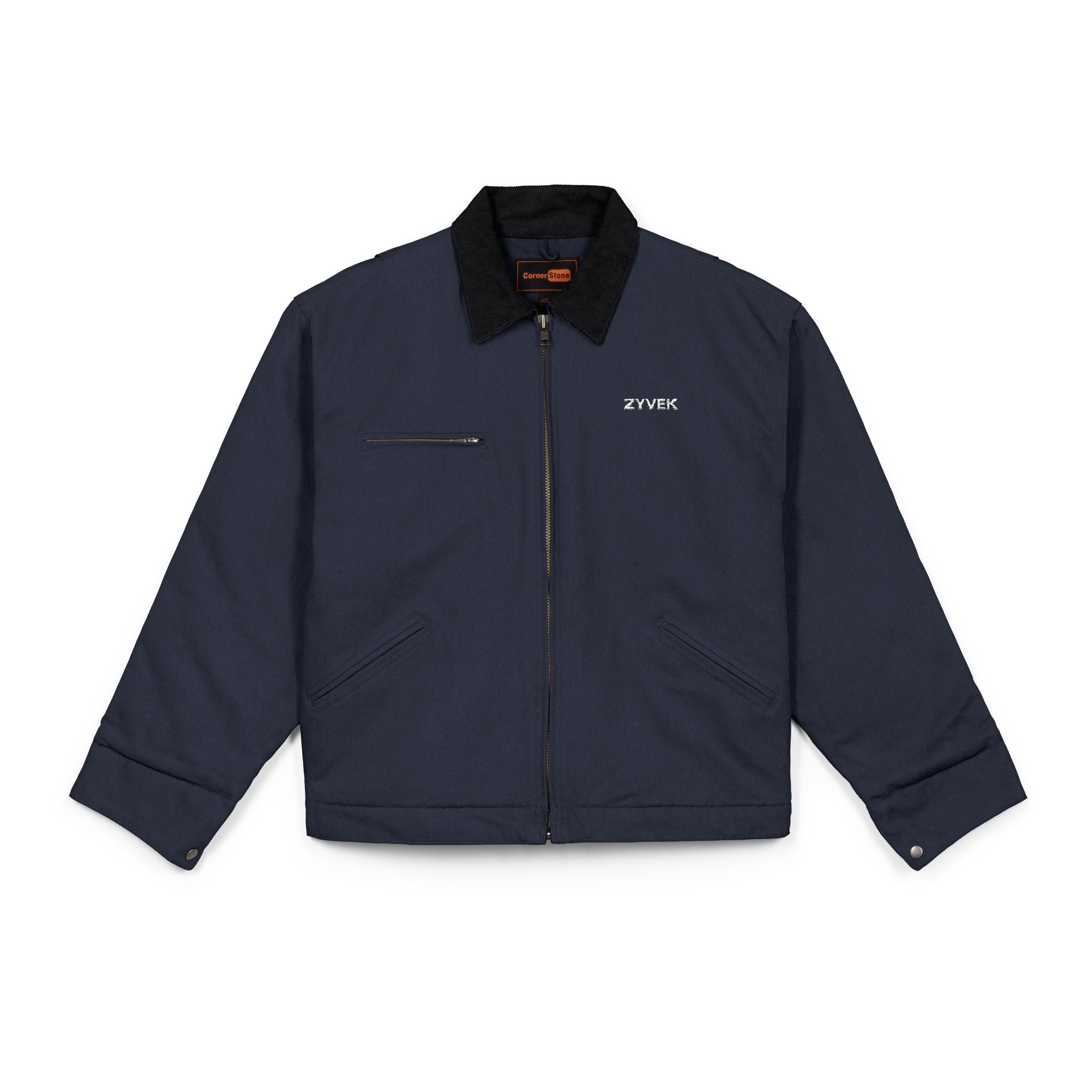Duck Cloth Work Jacket – Durable Black Zip-Up Workwear