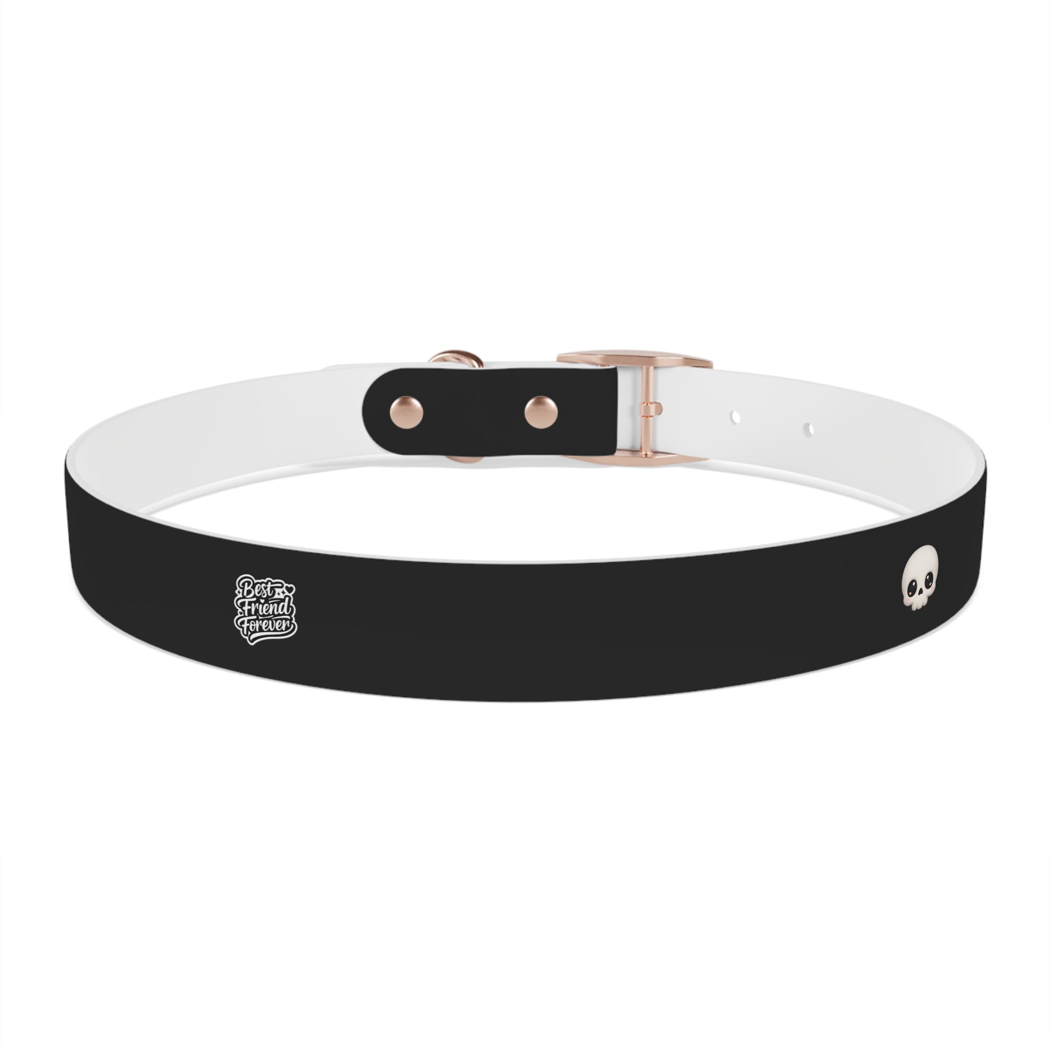 ZYVEK Gothic “Best Friend Forever” Dog Collar – Minimal Skull Edition