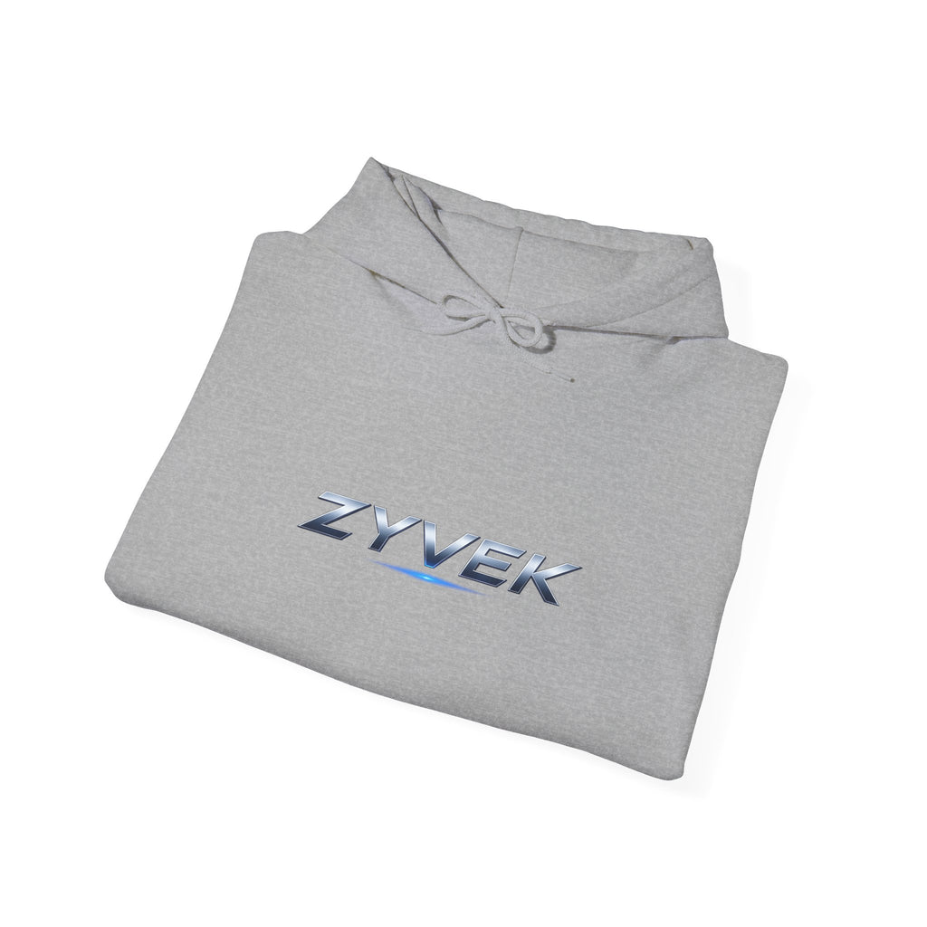 Zyvek Metallic Logo Hoodie — Minimal Tech Streetwear Pullover