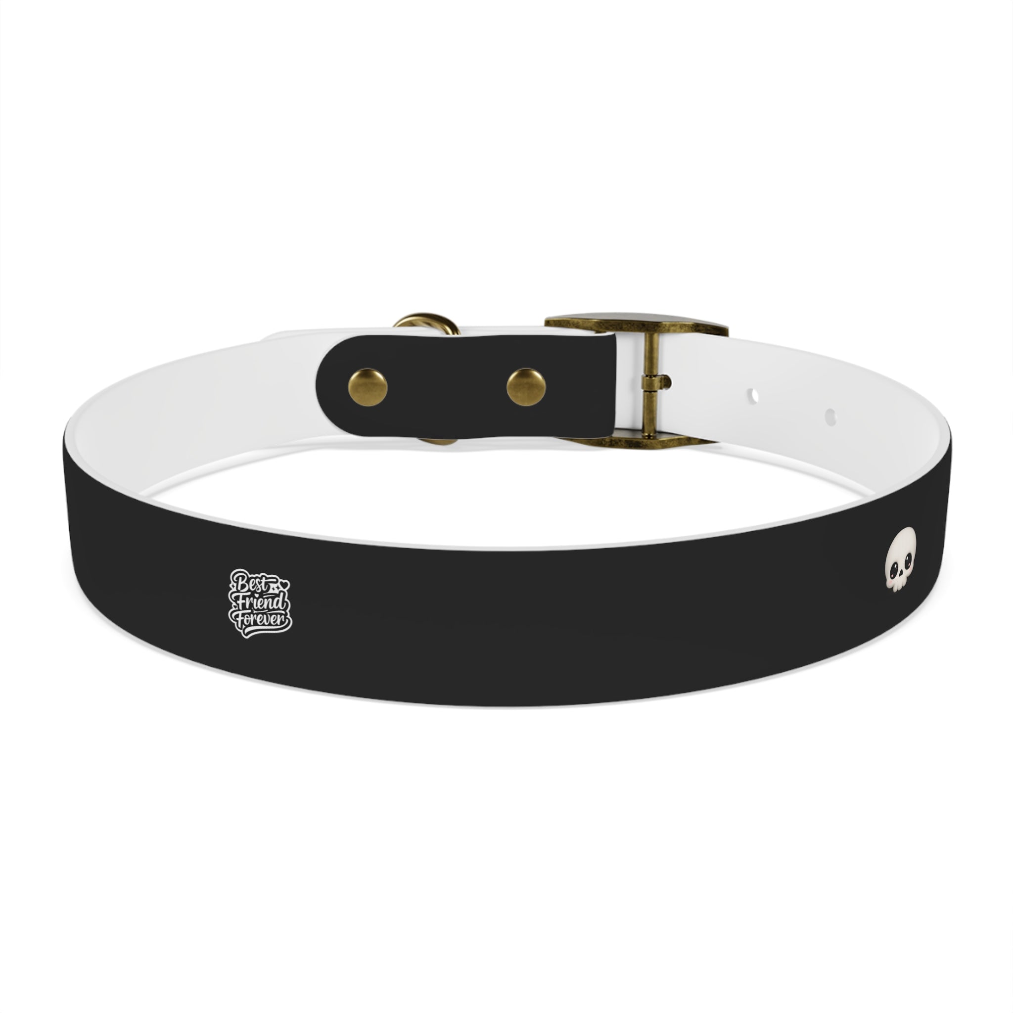 ZYVEK Gothic “Best Friend Forever” Dog Collar – Minimal Skull Edition