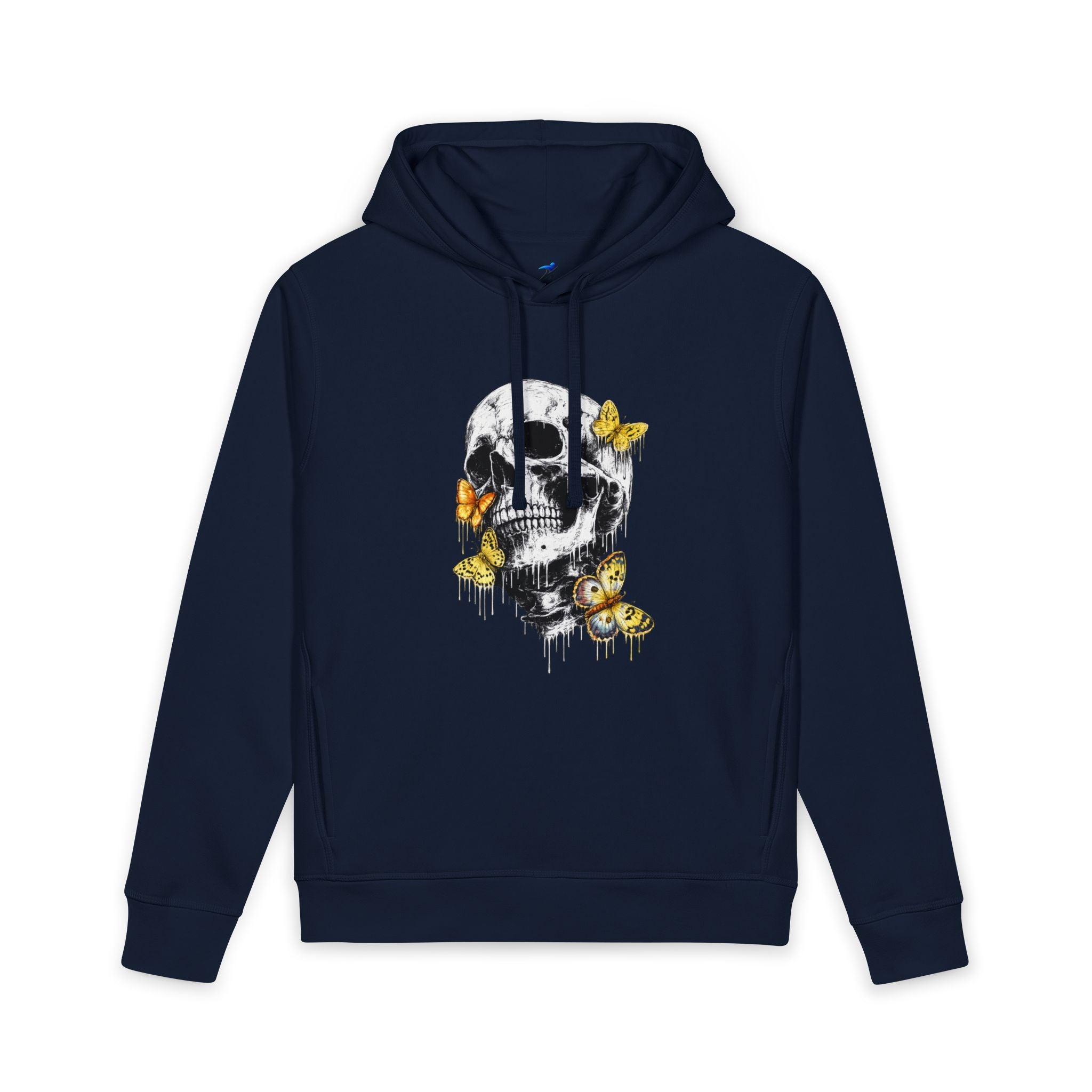 Skull & Butterflies Hoodie — Organic White Pullover Sweatshirt