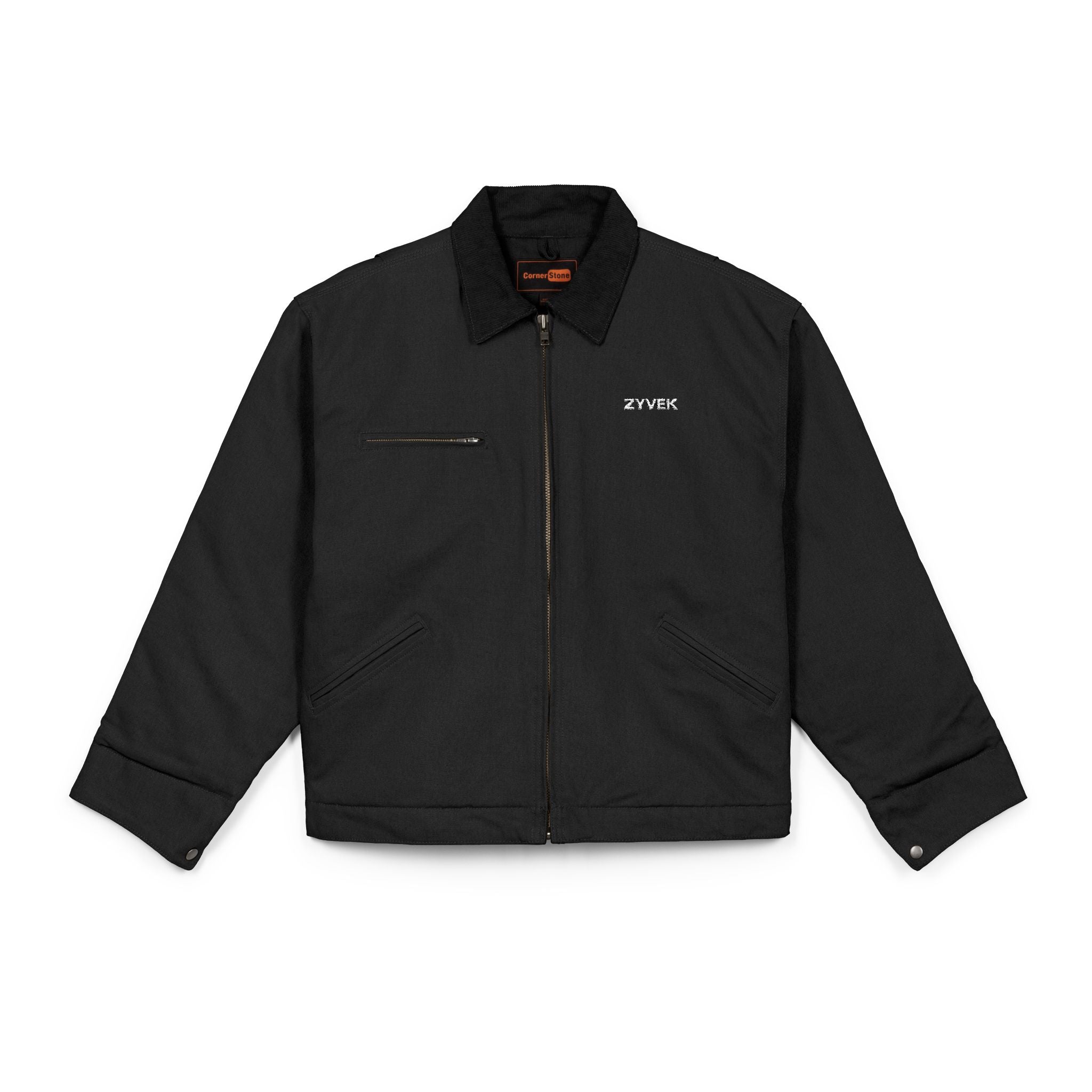 Duck Cloth Work Jacket – Durable Black Zip-Up Workwear