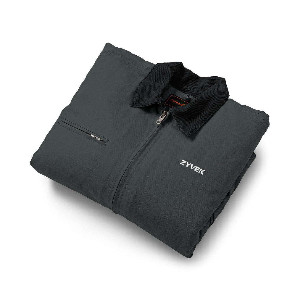 Duck Cloth Work Jacket – Durable Black Zip-Up Workwear