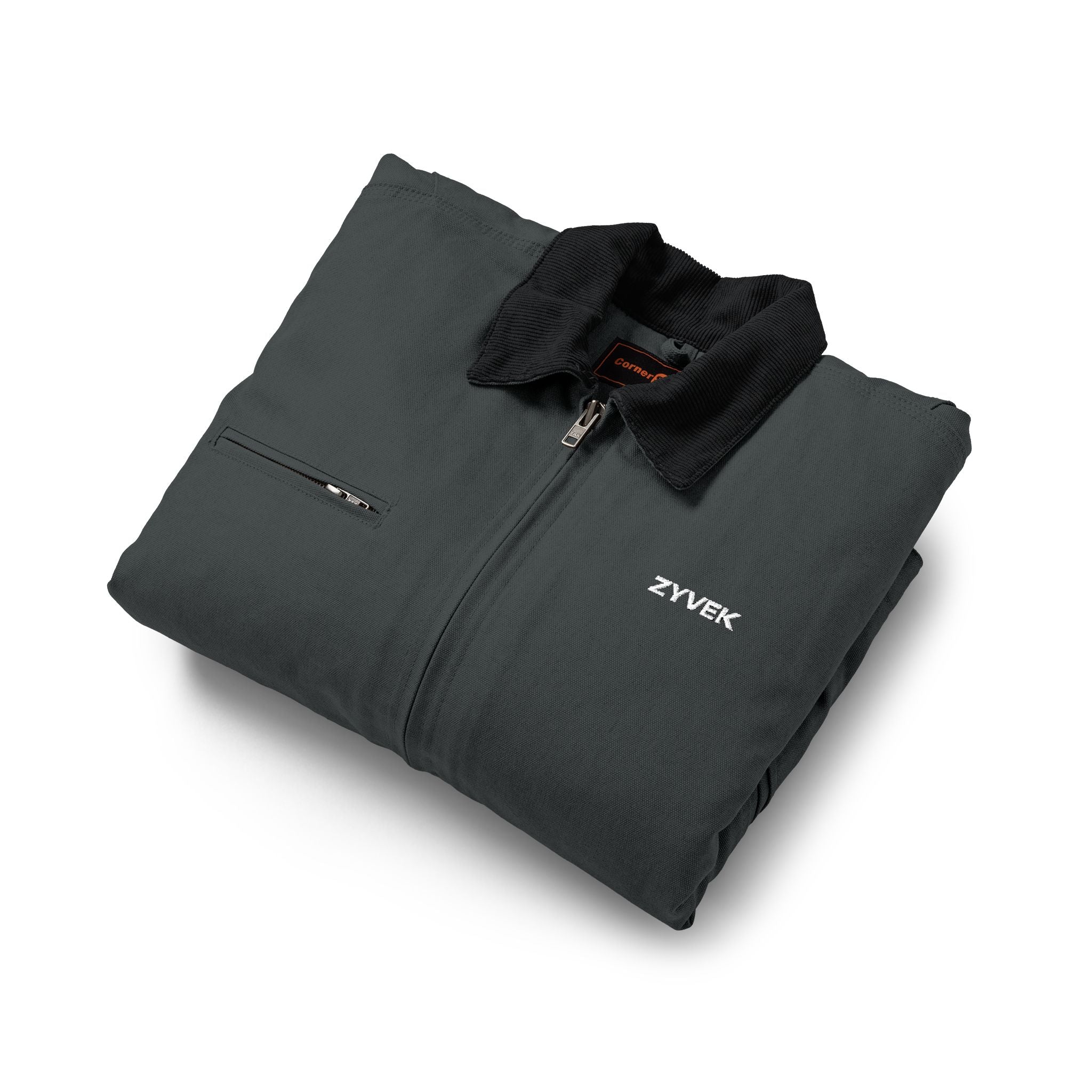 Duck Cloth Work Jacket – Durable Black Zip-Up Workwear