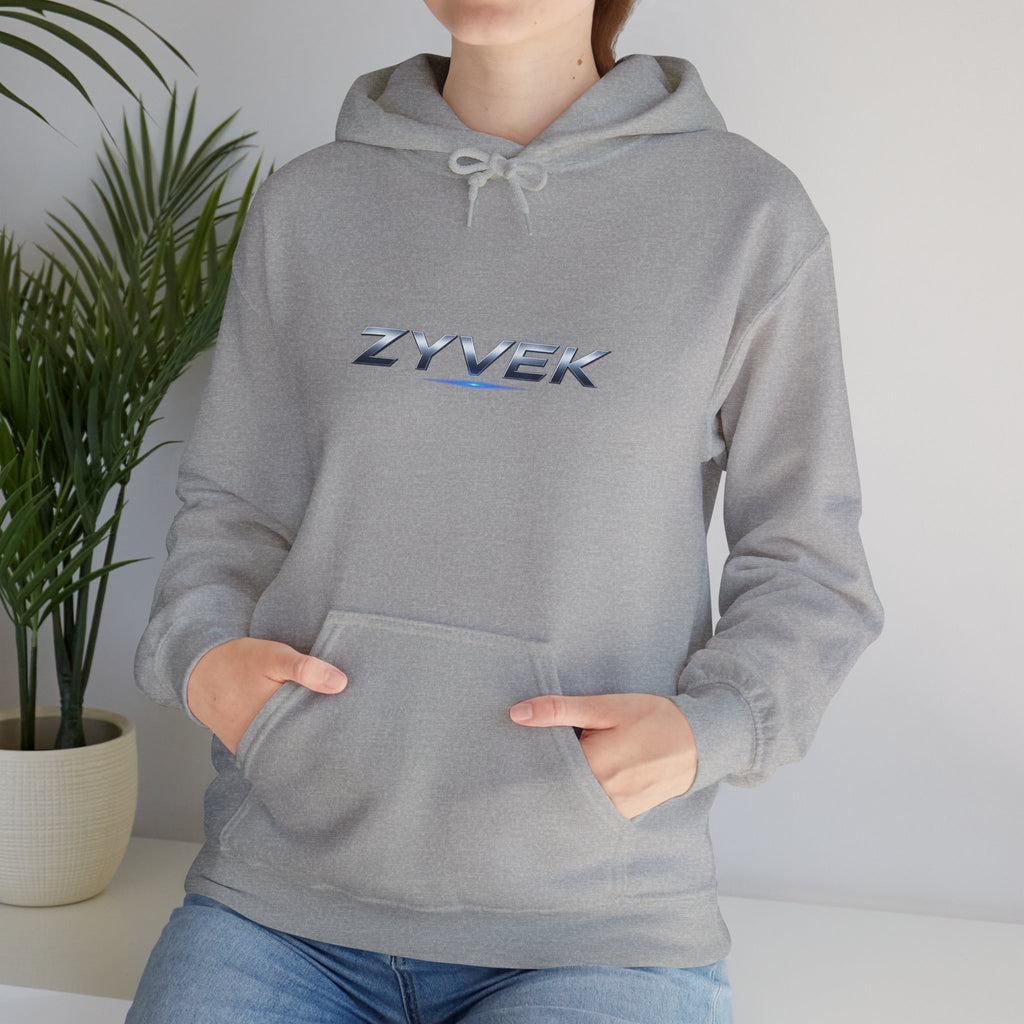 Zyvek Metallic Logo Hoodie — Minimal Tech Streetwear Pullover