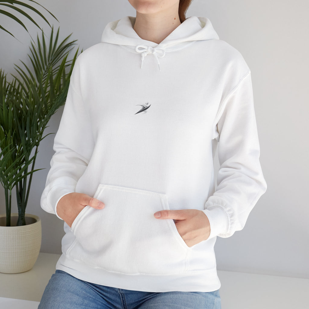 Minimal White Hoodie with Tiny Swift Bird Emblem