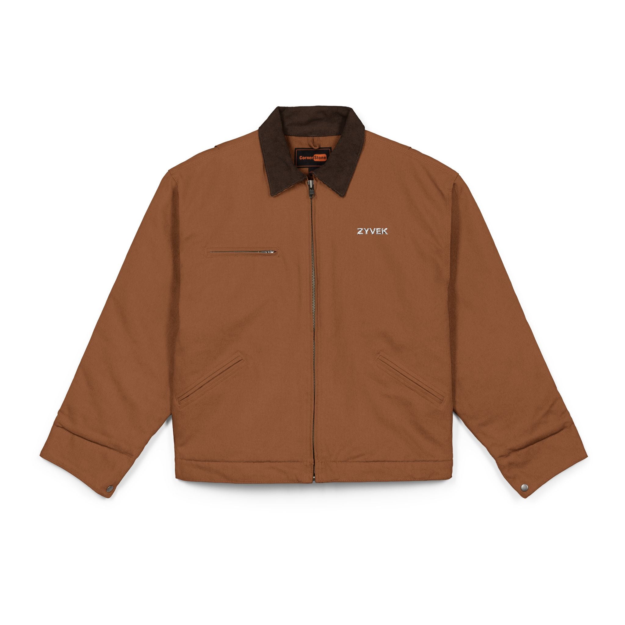 Duck Cloth Work Jacket – Durable Black Zip-Up Workwear