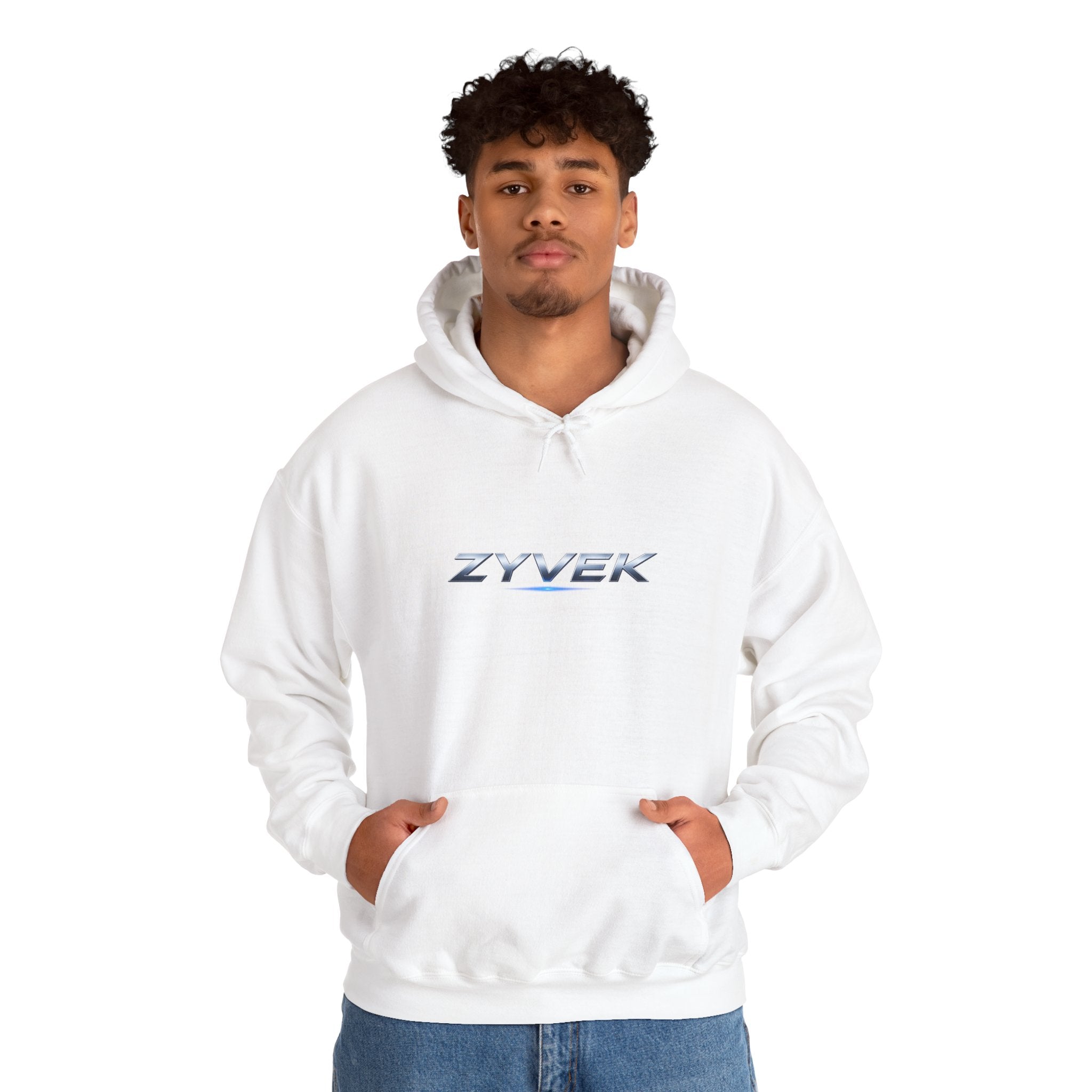 Zyvek Metallic Logo Hoodie — Minimal Tech Streetwear Pullover
