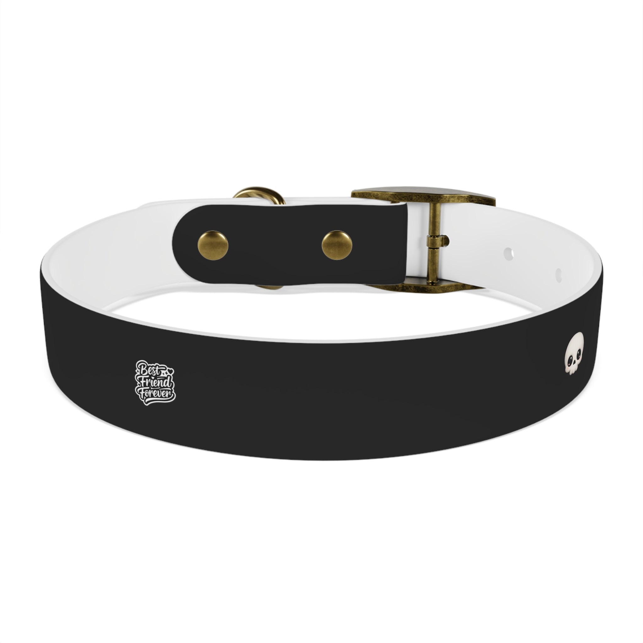 ZYVEK Gothic “Best Friend Forever” Dog Collar – Minimal Skull Edition