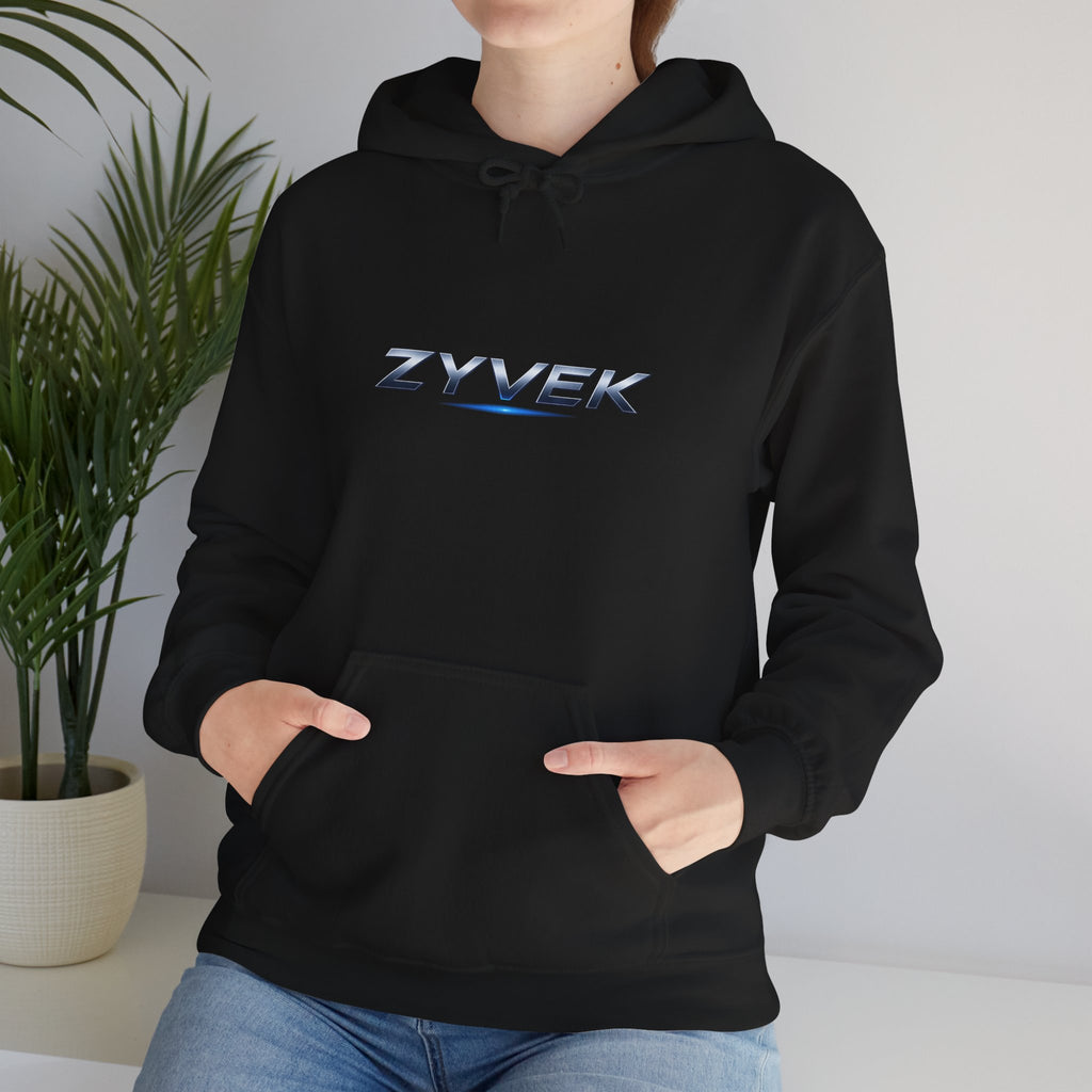 Zyvek Metallic Logo Hoodie — Minimal Tech Streetwear Pullover