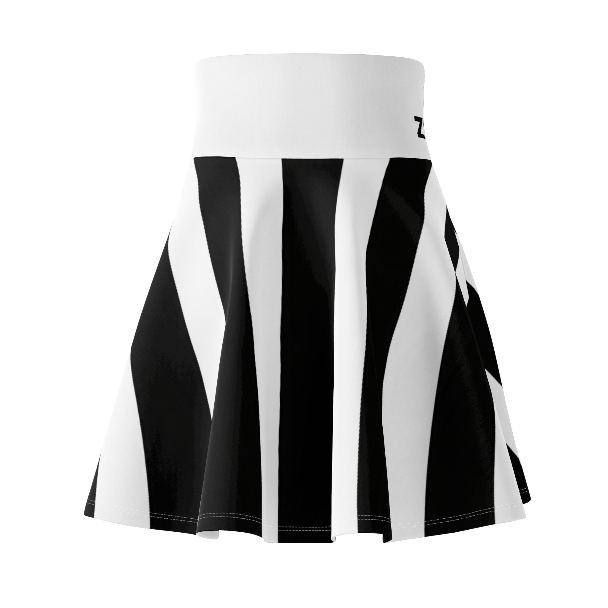ZYVEK Monochrome Wave Skater Skirt