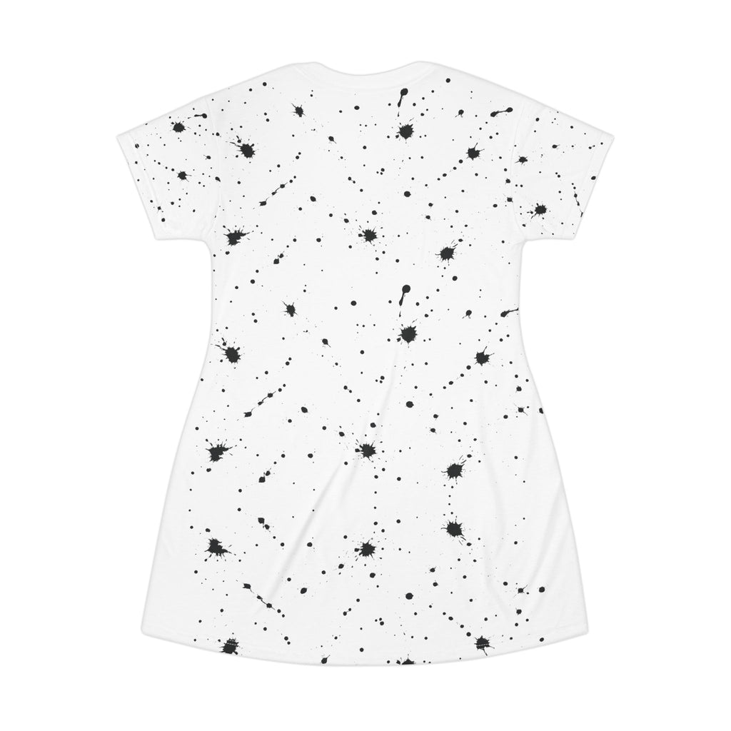 ZYVEK InkSplash Tee Dress – Artistic Minimalist Streetwear Dress
