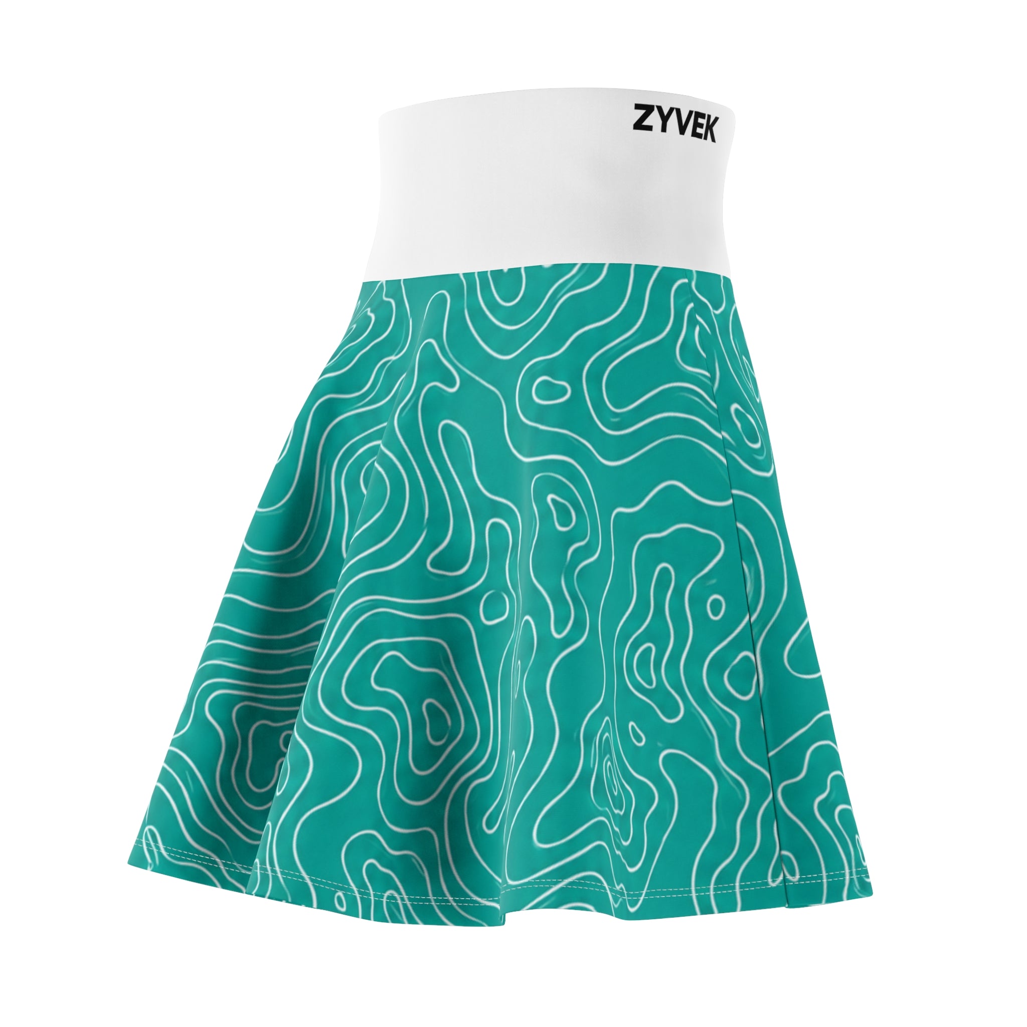 ZYVEK Topography Wave Skater Skirt – White Waist Edition