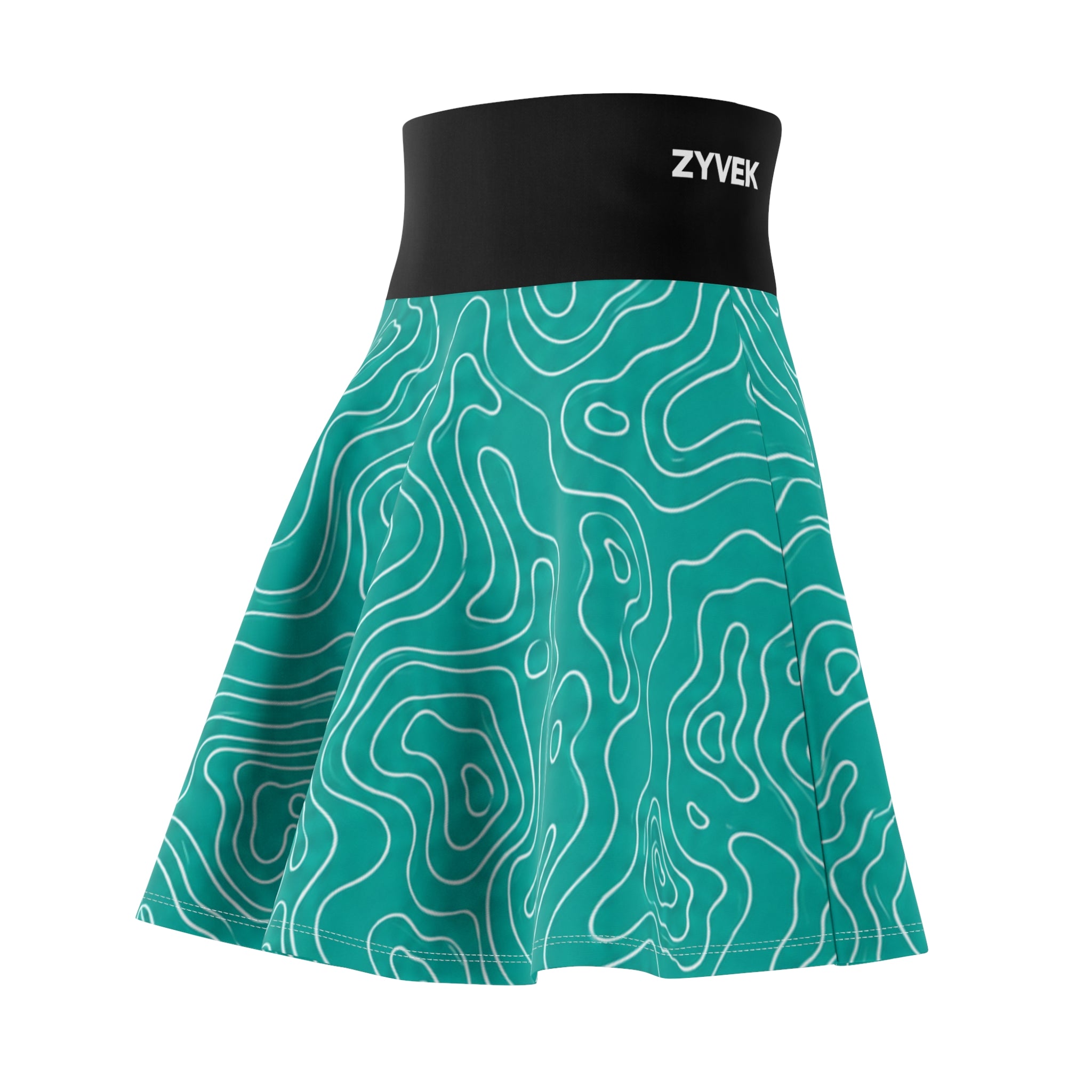 ZYVEK Topography Flow Skater Skirt – Aqua Edition