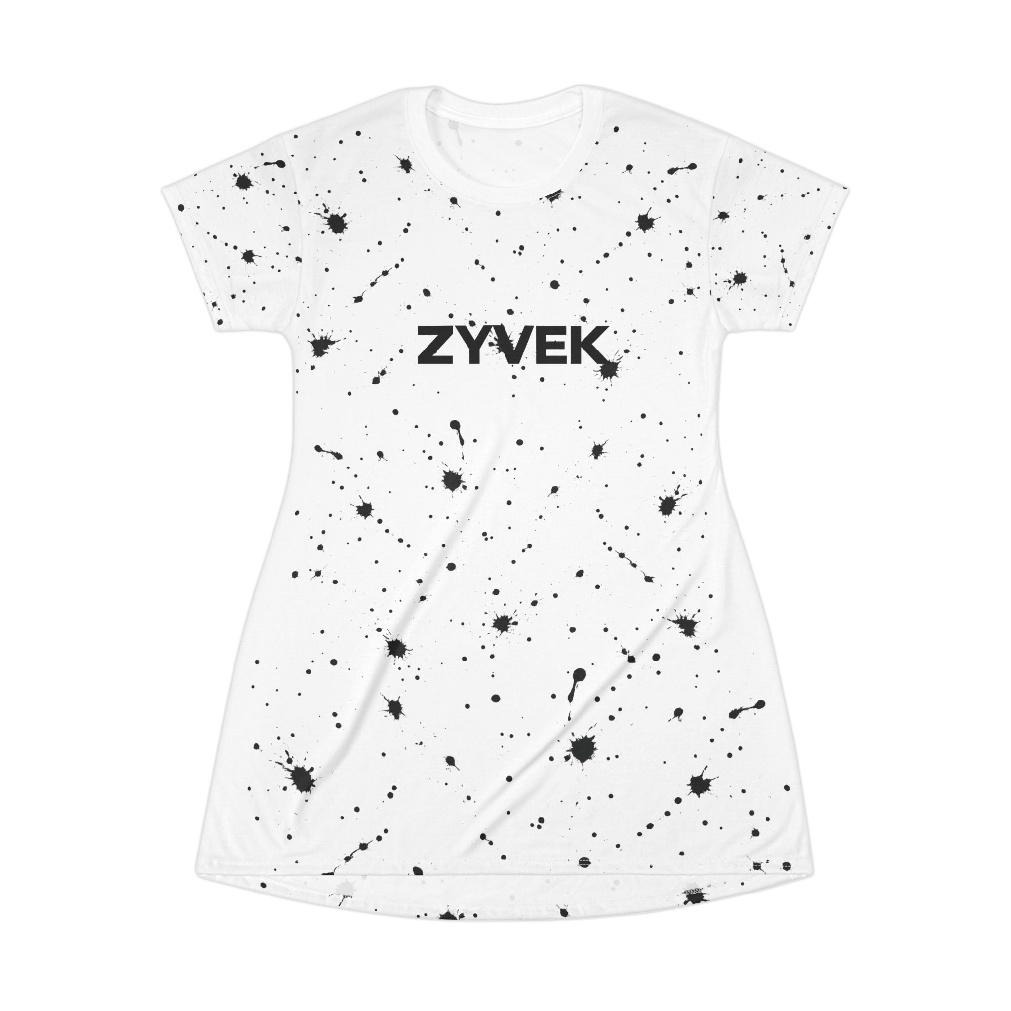 ZYVEK InkSplash Tee Dress – Artistic Minimalist Streetwear Dress