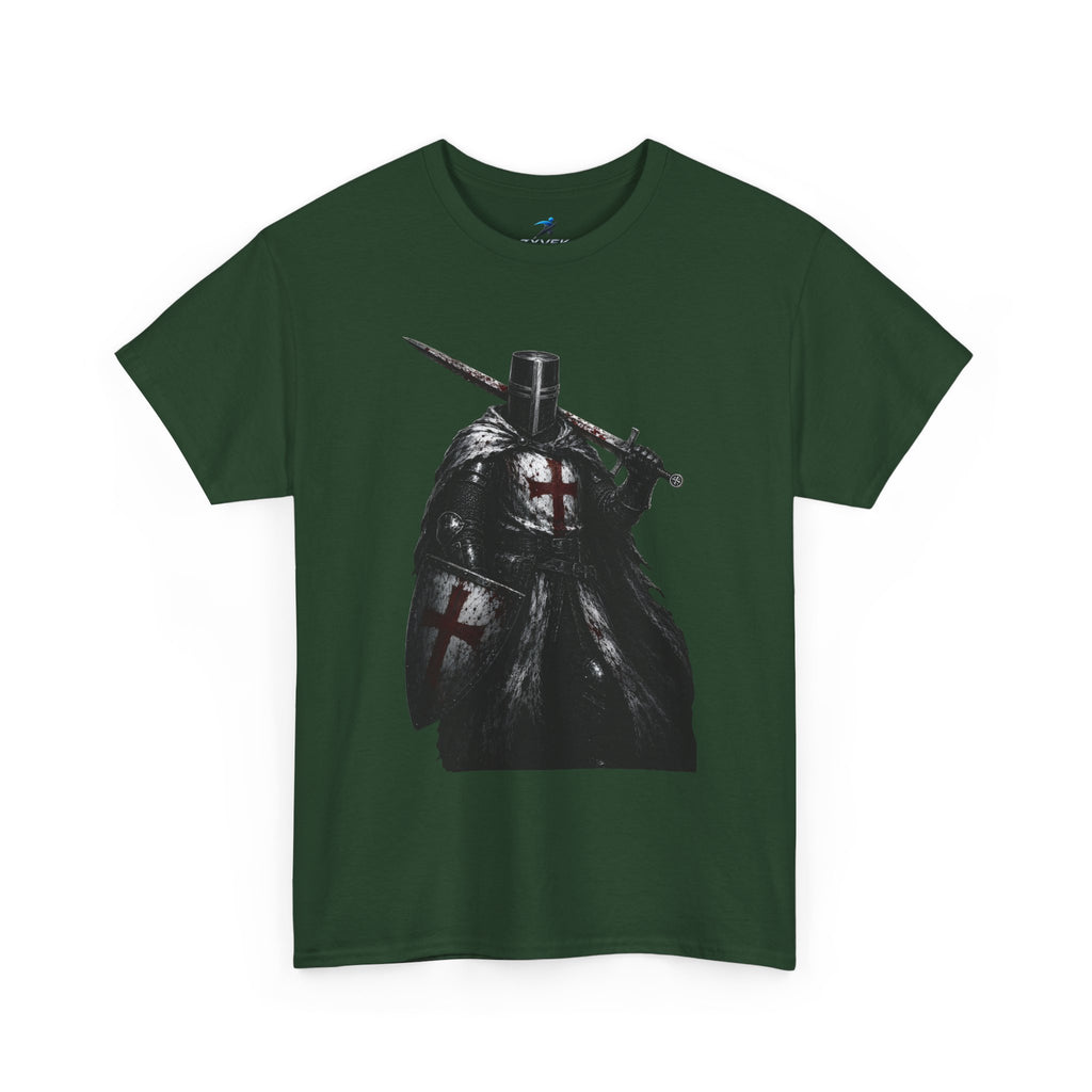 Medieval Knight Graphic Tee — Dark Crusader Sword Design