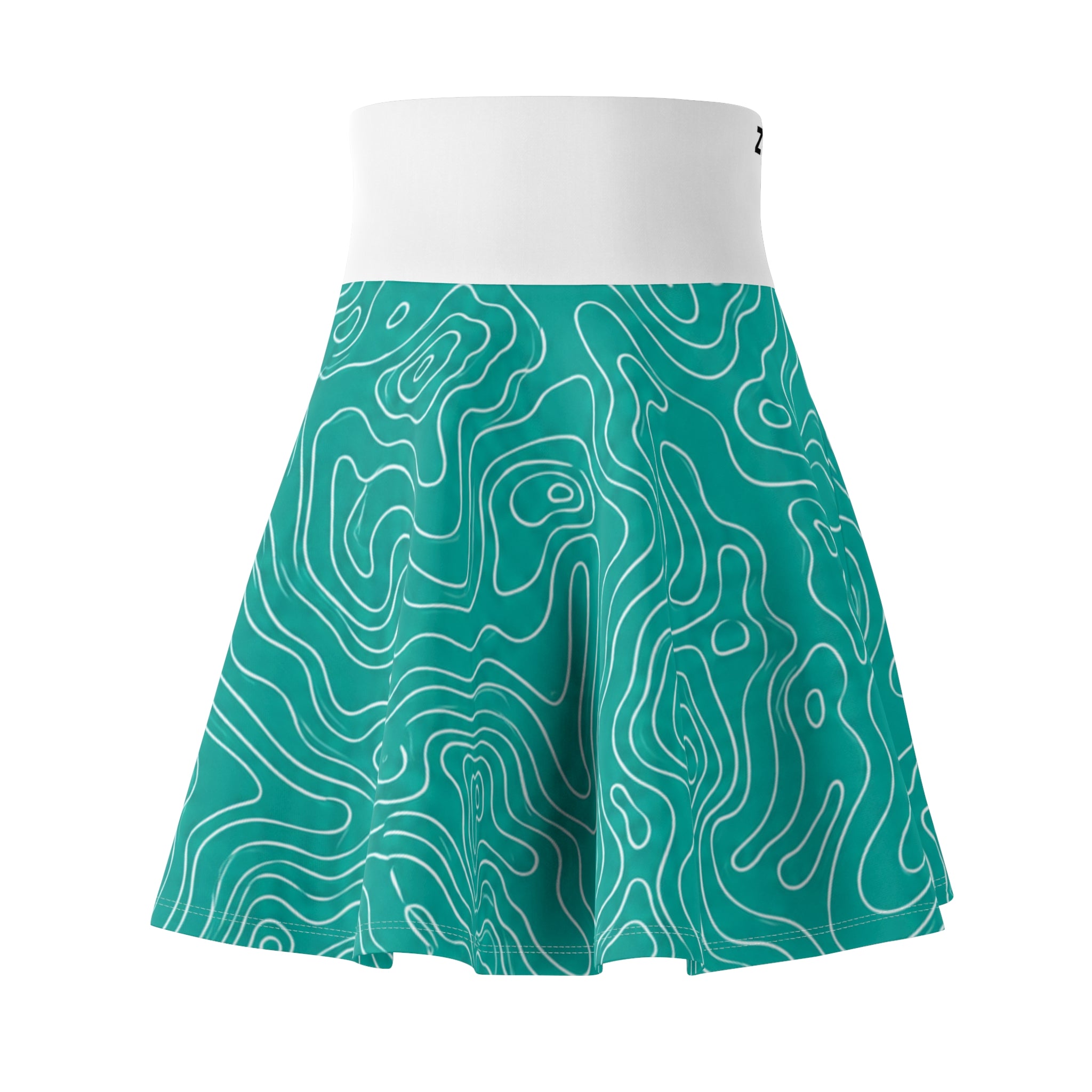 ZYVEK Topography Wave Skater Skirt – White Waist Edition