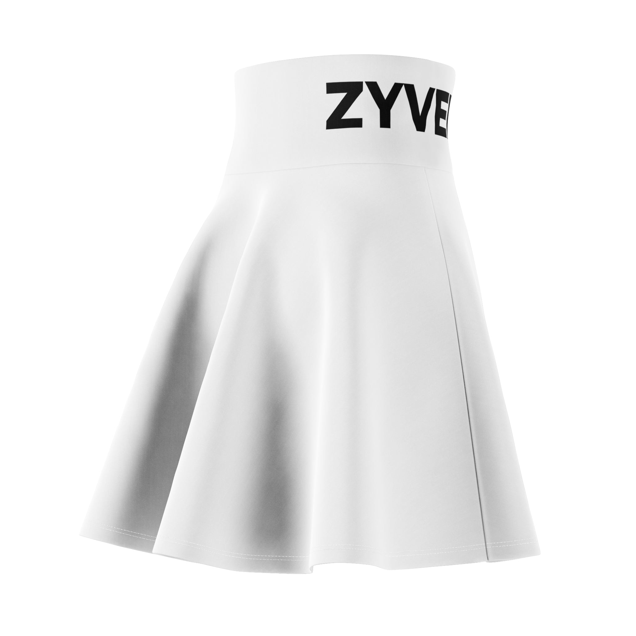 Women's Graphic Skater Skirt — Minimal High-Waist Text Accent