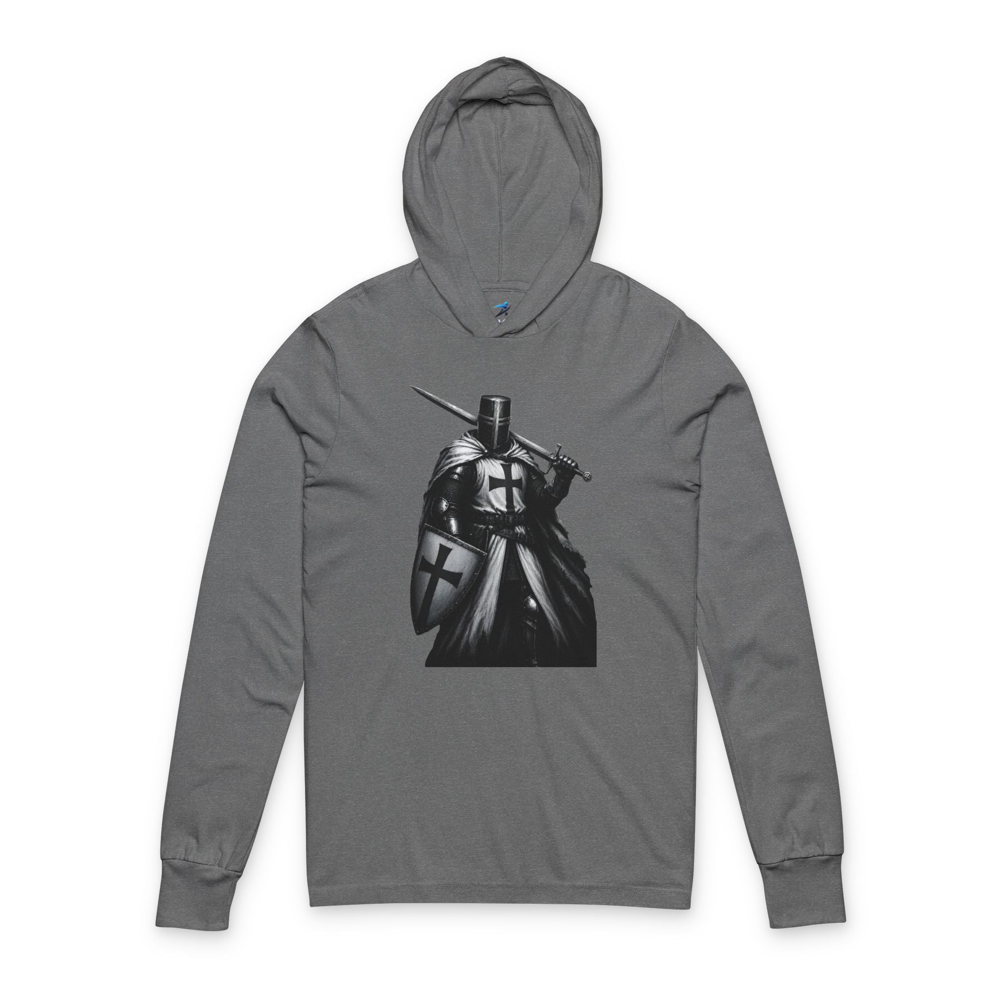 Knight Crusader Hooded Long Sleeve Tee — Medieval Warrior Graphic Shirt
