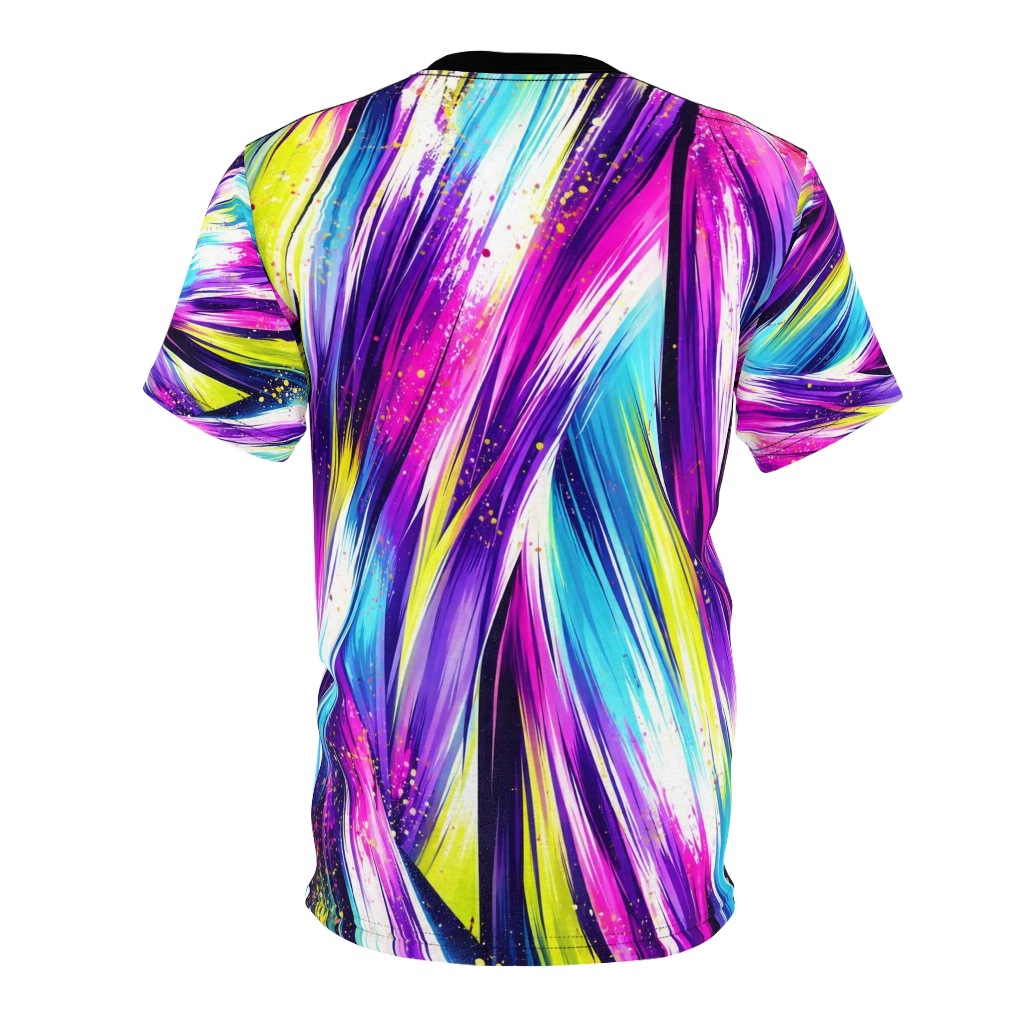 Abstract Neon Brushstroke Tee — Vibrant All-Over Print Shirt