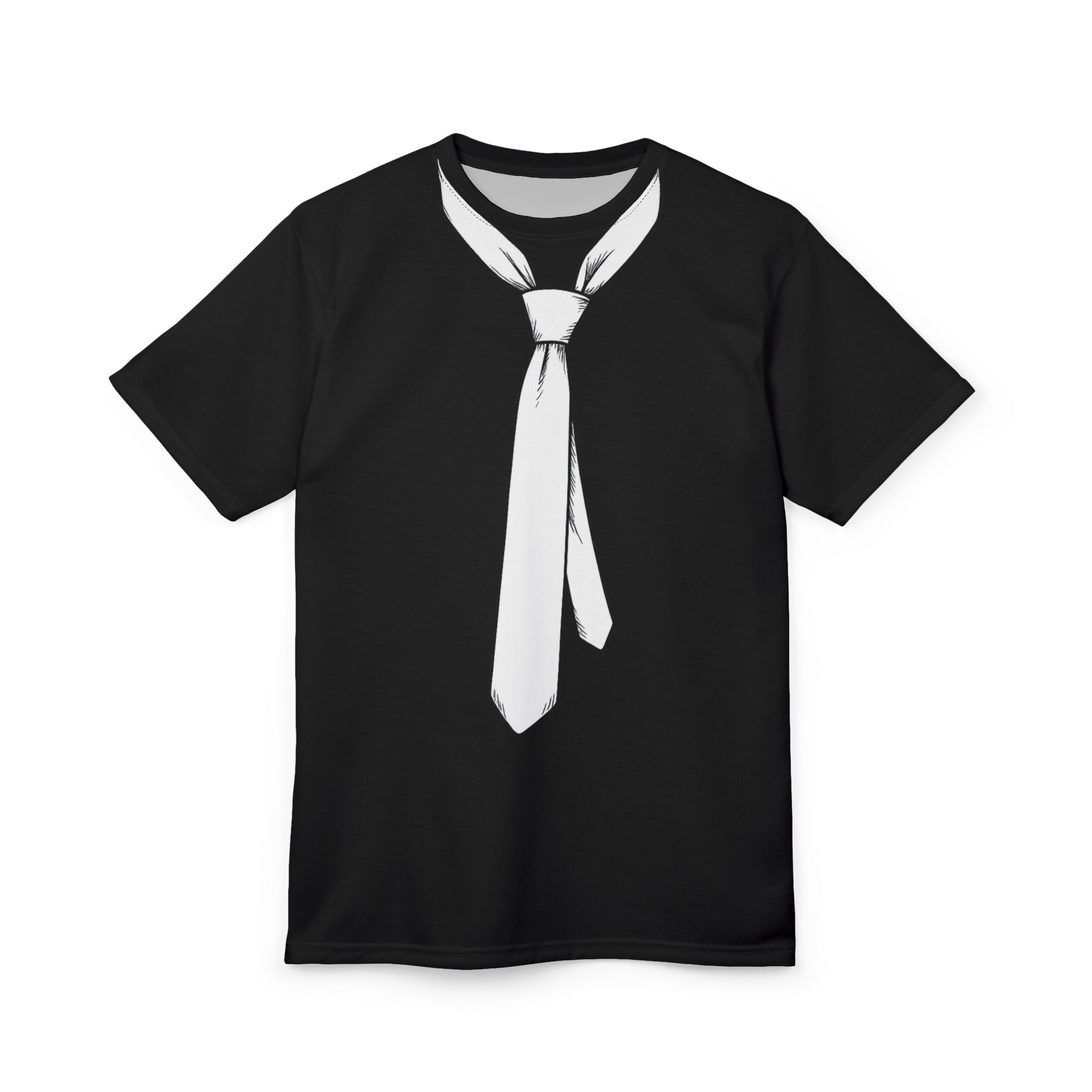 T-Shirt - Novelty Tie Graphic Tee, Black 'Tie' Costume Shirt for Casual Wear & Parties