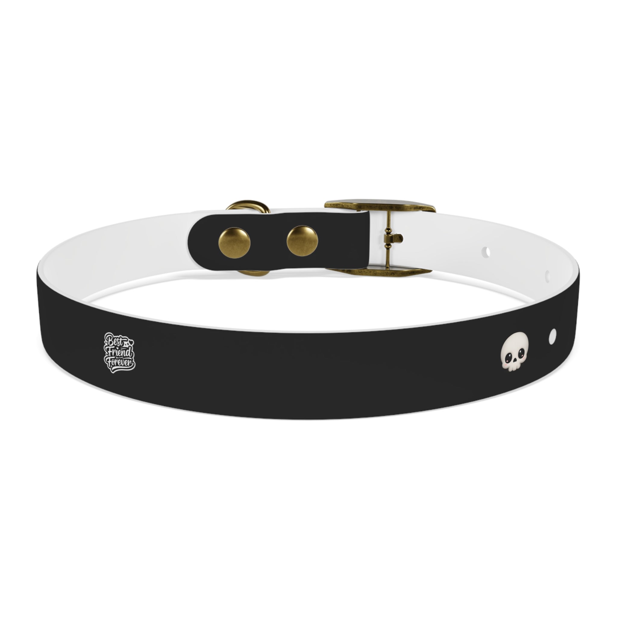 ZYVEK Gothic “Best Friend Forever” Dog Collar – Minimal Skull Edition