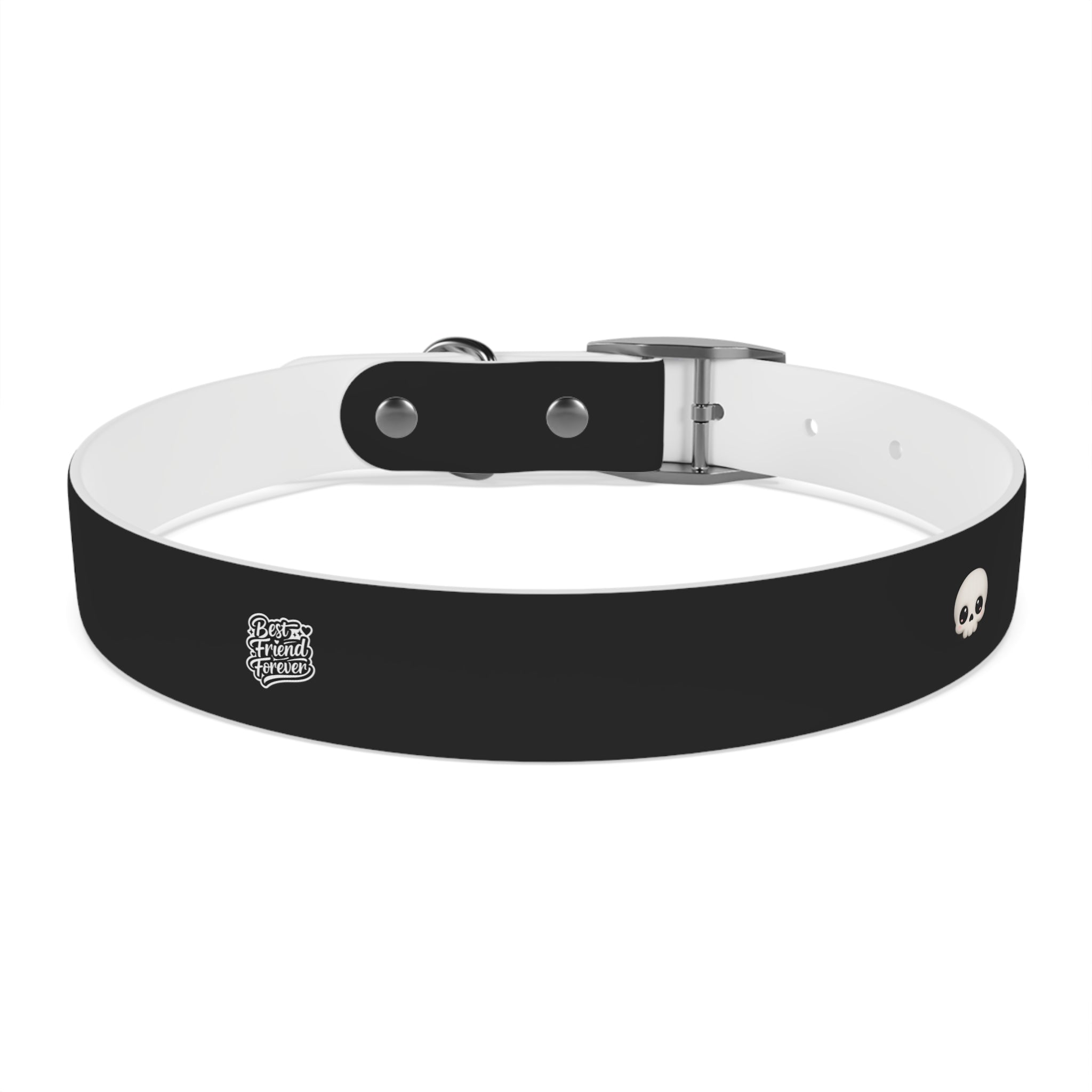 ZYVEK Gothic “Best Friend Forever” Dog Collar – Minimal Skull Edition