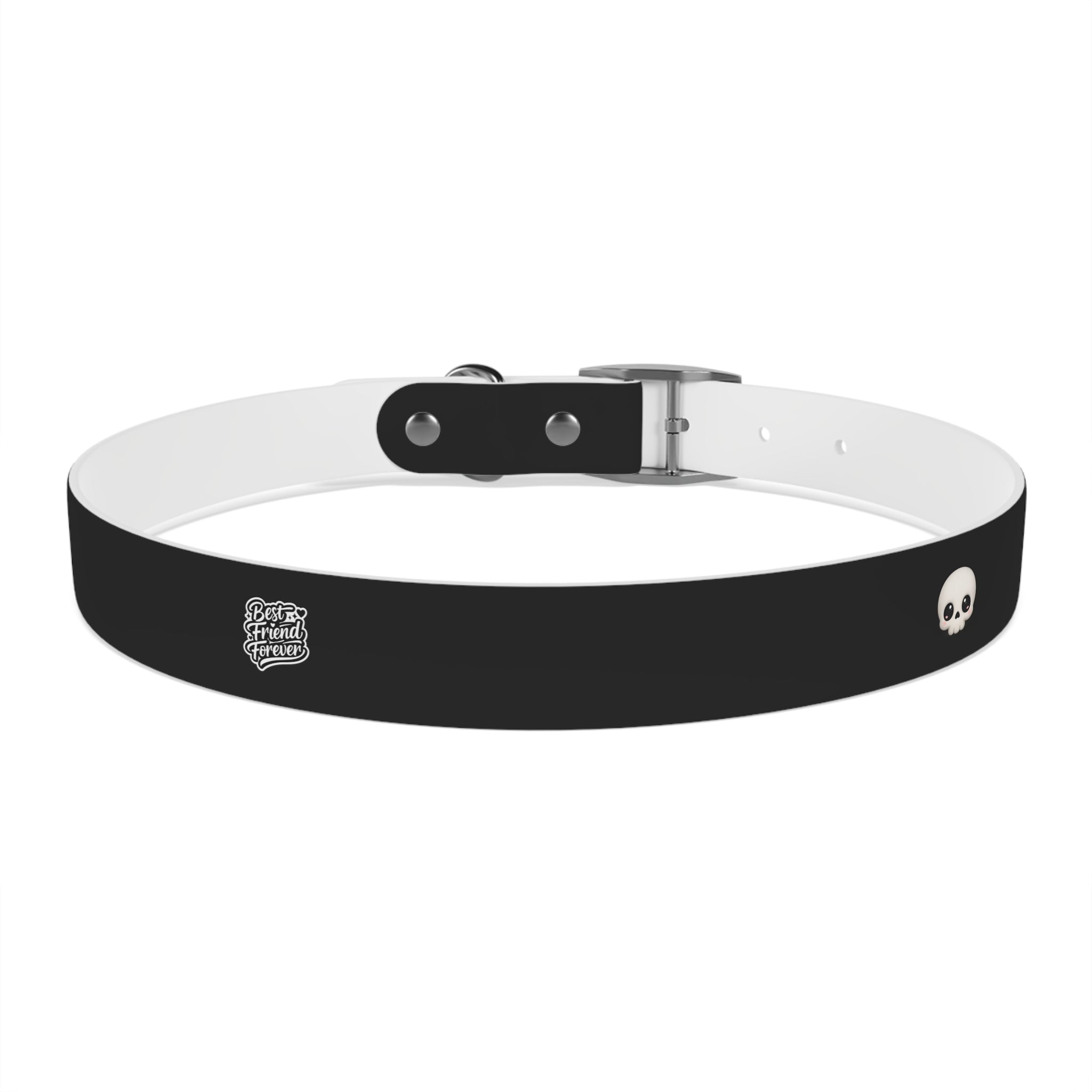 ZYVEK Gothic “Best Friend Forever” Dog Collar – Minimal Skull Edition