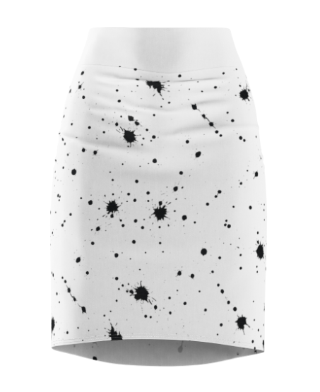 ZYVEK InkSplash Pencil Skirt – Artistic Minimalist Streetwear